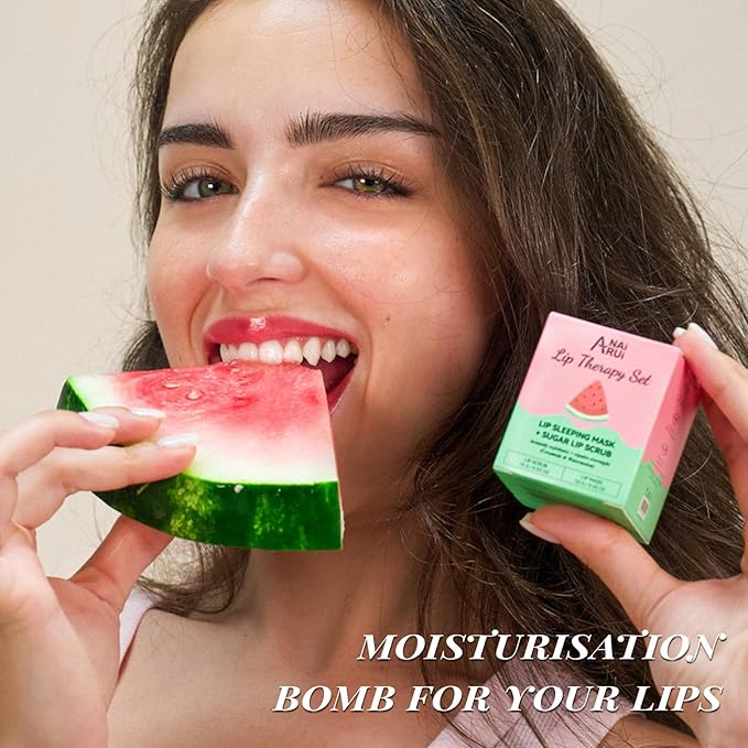 Stocking Stuffers Lip Mask Set, Lip Scrub & Lip Butter, Overnight Lip Treatment Set Enriched With Skin Softening Ceramide & Watermelon and Hydrating Shea Butter, For A Softer & Smoother Pout