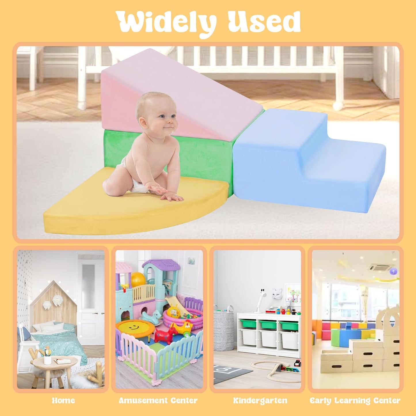 CAMELUS Climbing Toys for 1 Year Old, Foam Baby Climbing Blocks for Toddlers, 4-Piece Soft Play Set Toddler Climbing Toys Indoor, Climb Crawl Activity Play Set, Birthday