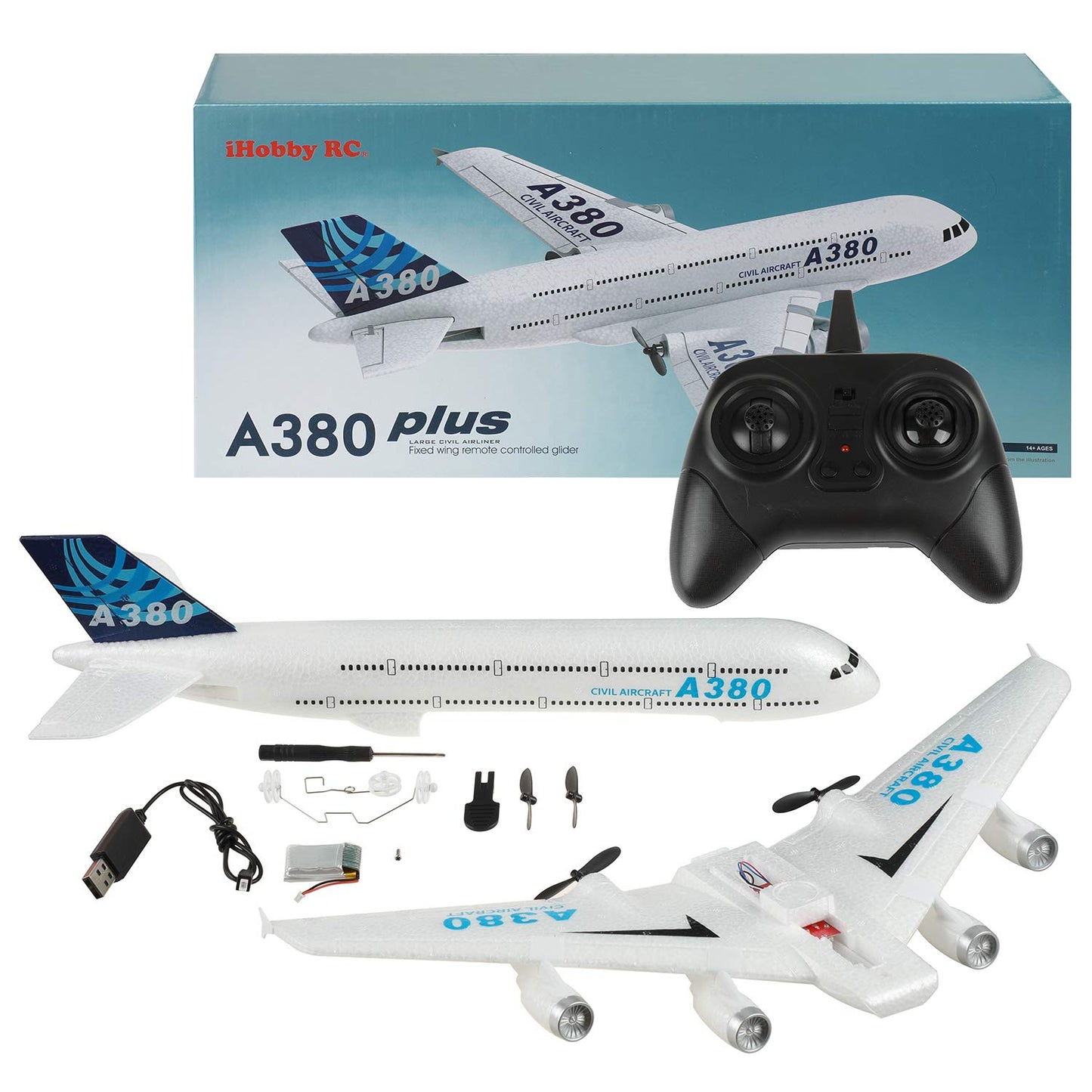 RC Plane,Remote Control Airplane Ready to Fly, 2 Channels RC Airplane Airbus A380,Remote Control Plane for Kids Children Adults Beginners