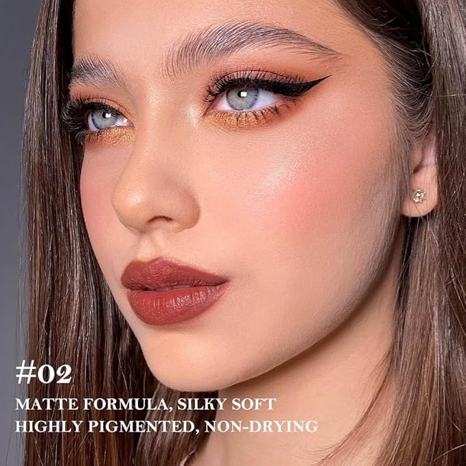 BINGBRUSH 2-in-1 Gradient Lip Liner & Lipstick Combo,Matte Longwear Waterproof Lip Pencil with Cone Tip,Smudge Proof Crayon for Flawless Ombre Contour,Women's Long Lasting Makeup Set (02#Smokey Rose)