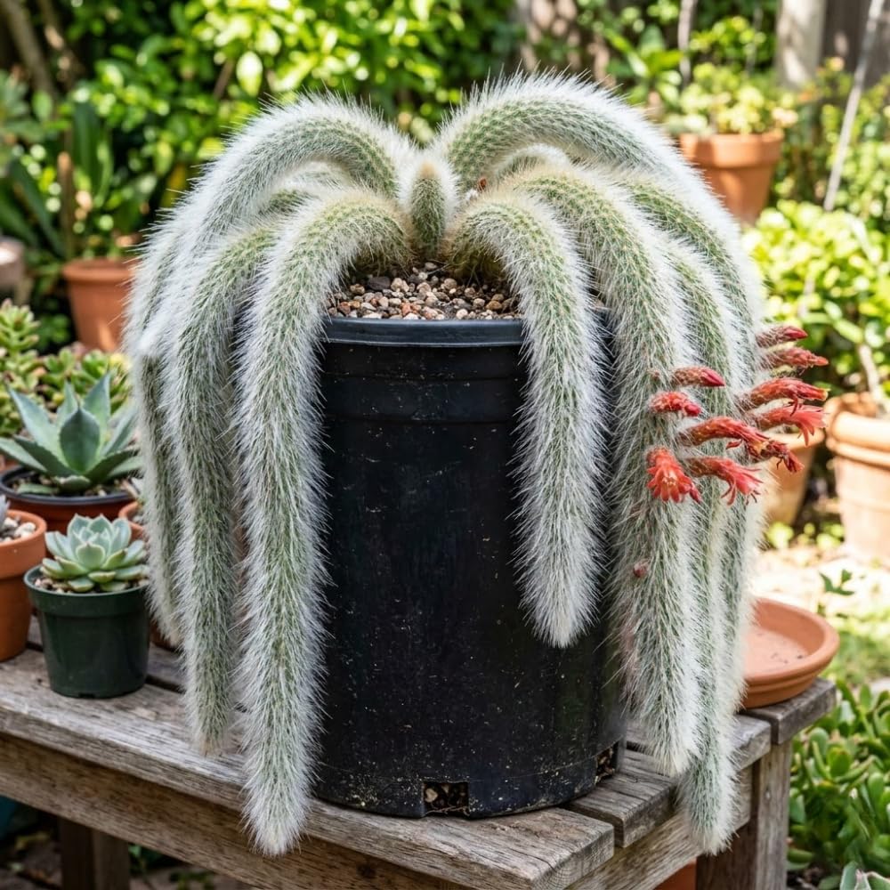 Monkey Tail Cactus Live Plant, Trailing Monkey Tail Cactus Plant, Houseplant Succulents in 2 Inch Pot for Indoor Outdoor Growing