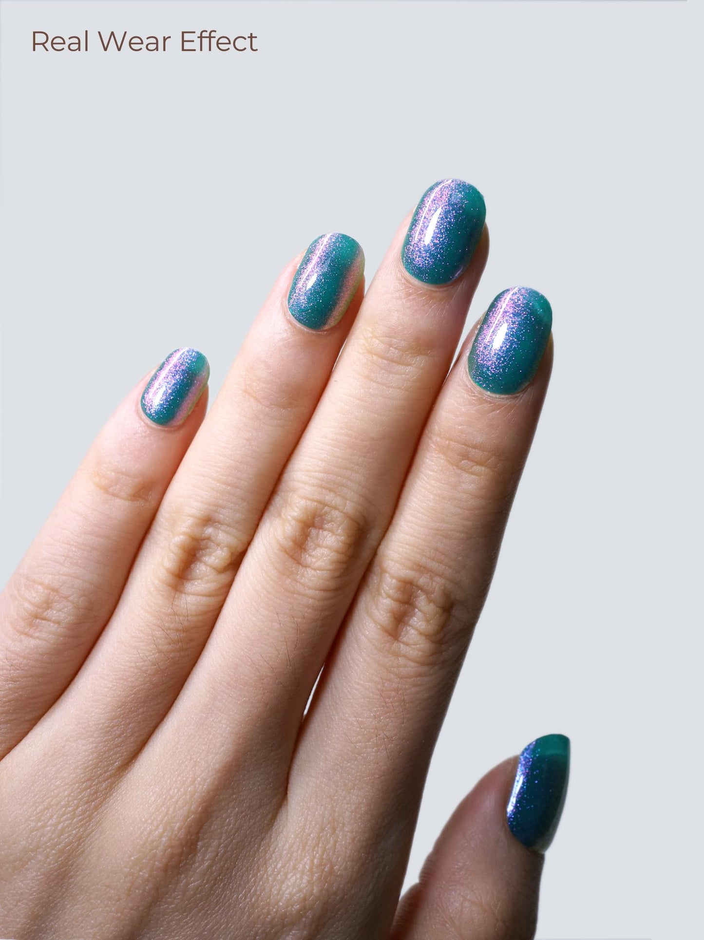 Beaolata Real Gel Nail Strips (No UV Light Needed) - 44Pcs Salon Quality Nail Stickers - Long Lasting Polish Wraps for Women, Easy Apply & Remove (Aquamarine)