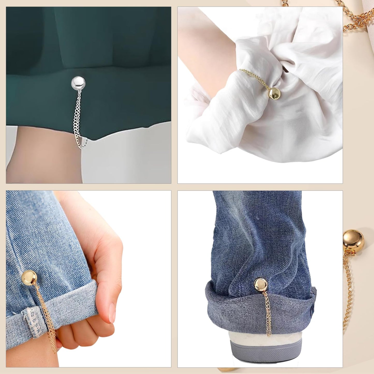 VYNFLICK Magnetic Clothing Clips: 12 Pcs Multi-Function Magnetic Shirt Clips with Chain for Women Clothes Sleeves Pants Hijabs Hats Scarfs