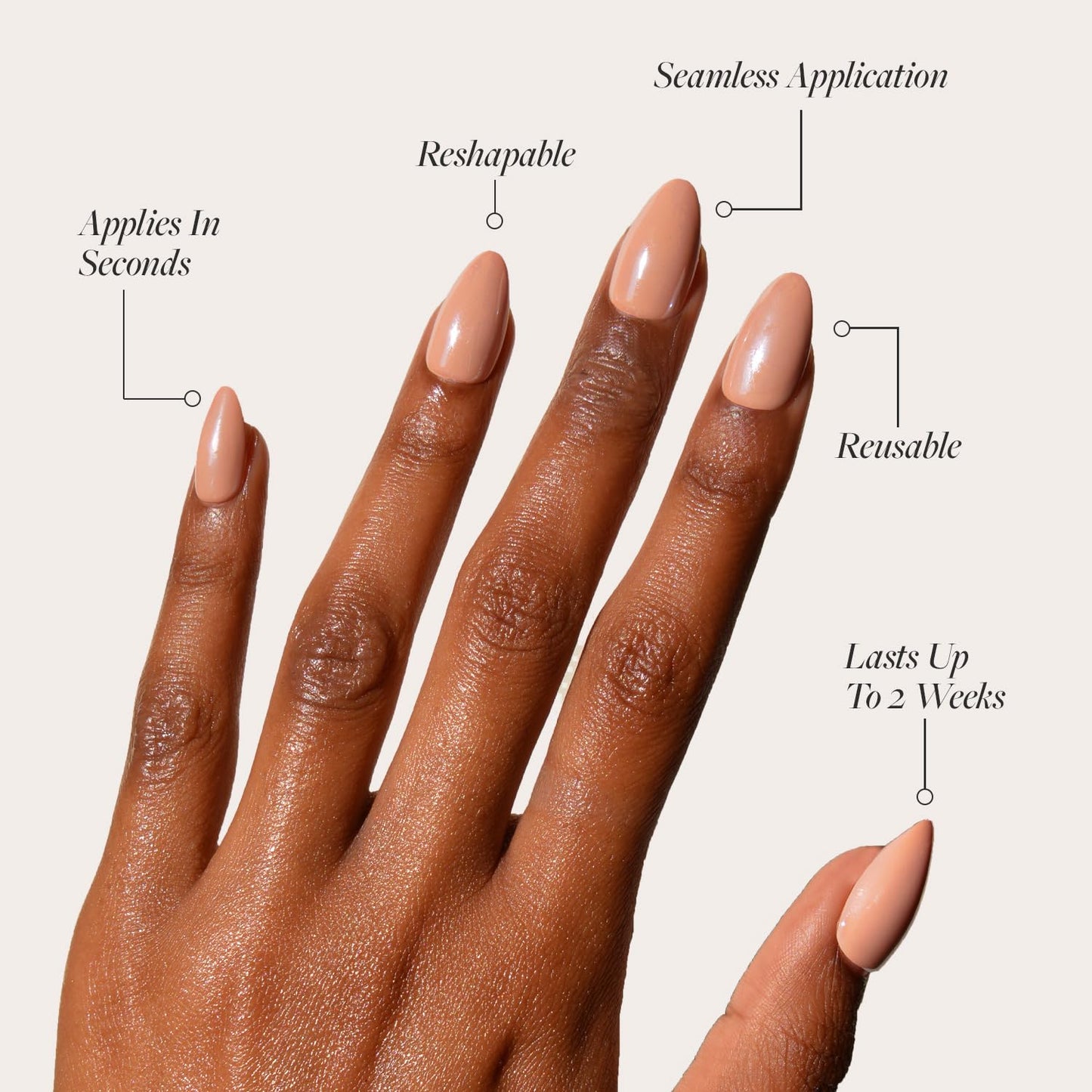 Glamnetic Press On Nails - Los Angeles | Solid Opaque Blush Nude Pink Short Almond Fake Nails in Glazed Finish, Salon Quality | 15 Sizes - 30 Nail Kit with Glue