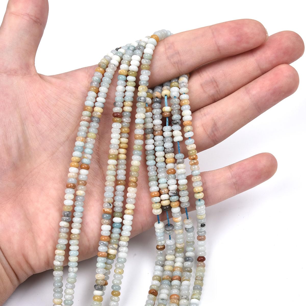 160pcs 4x2mm Natural Amazonite Disk Rondelle Spacer Stone Semi Precious Gemstone Loose Beads for Jewelry Making 15 Inch