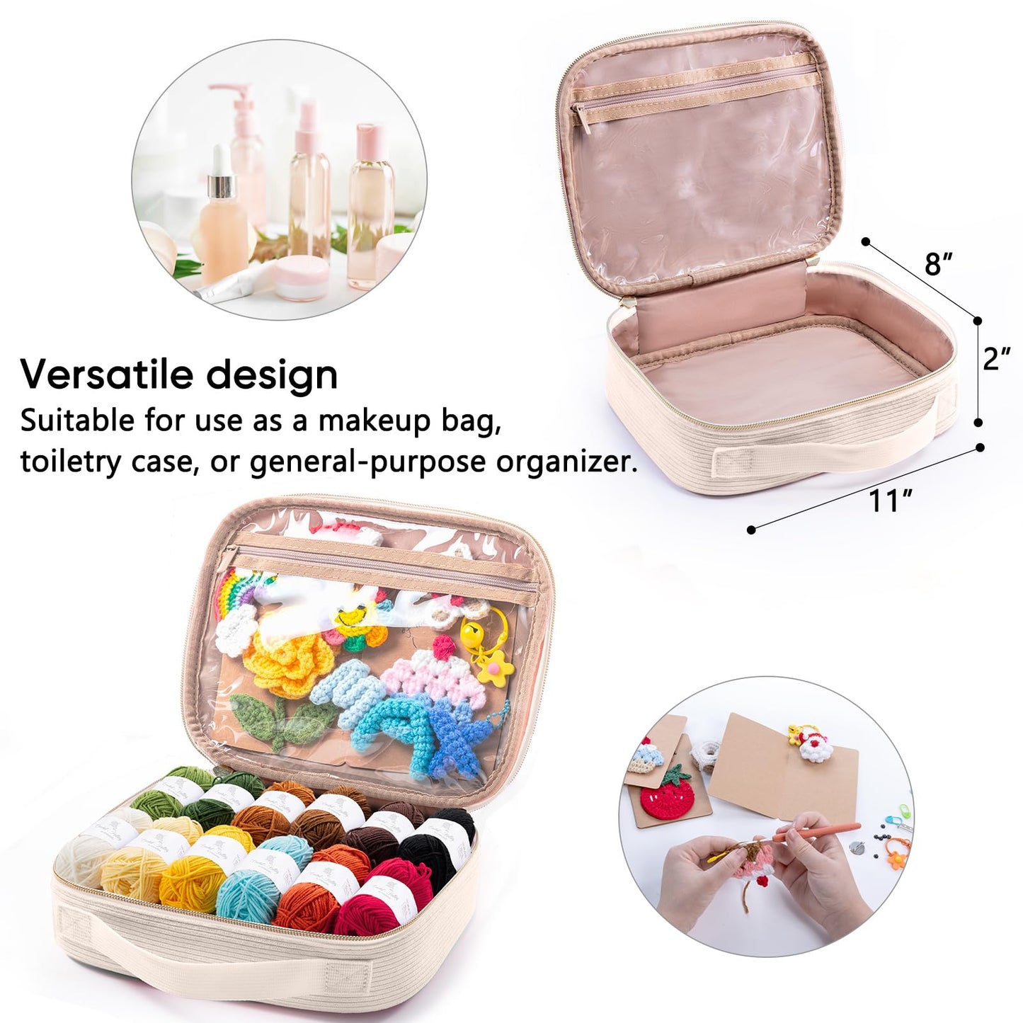 MYBAGZING Crochet Kit for Beginners, Complete Starter Set with Yarn, Ergonomic Crochet Hooks, Needles, Crochet Accessories and Suppliers for Crochet Beginner Projects, Knitting Kit for Adult
