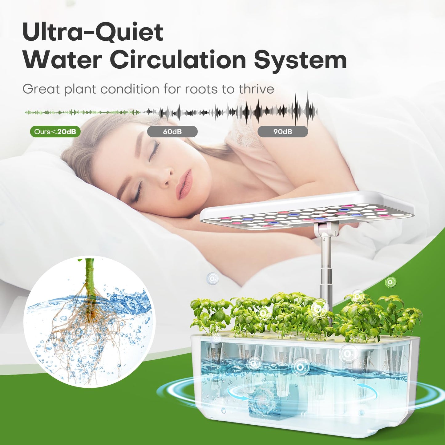 Ahopegarden Indoor Garden Hydroponics Growing System: 10 Pods Plant Germination Kit Herb Vegetable Growth Lamp Countertop with LED Grow Light - Hydrophonic Planter Grower Harvest Lettuce