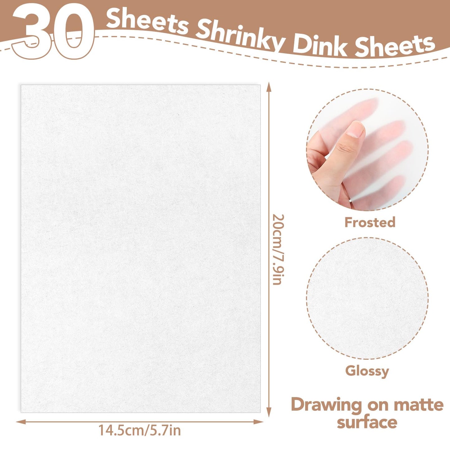 60 Pieces Shrink Plastic Sheets, Shrink Paper Shrink Art Paper for Crafts DIY Keychain Making(7.9 X 5.7 inch)