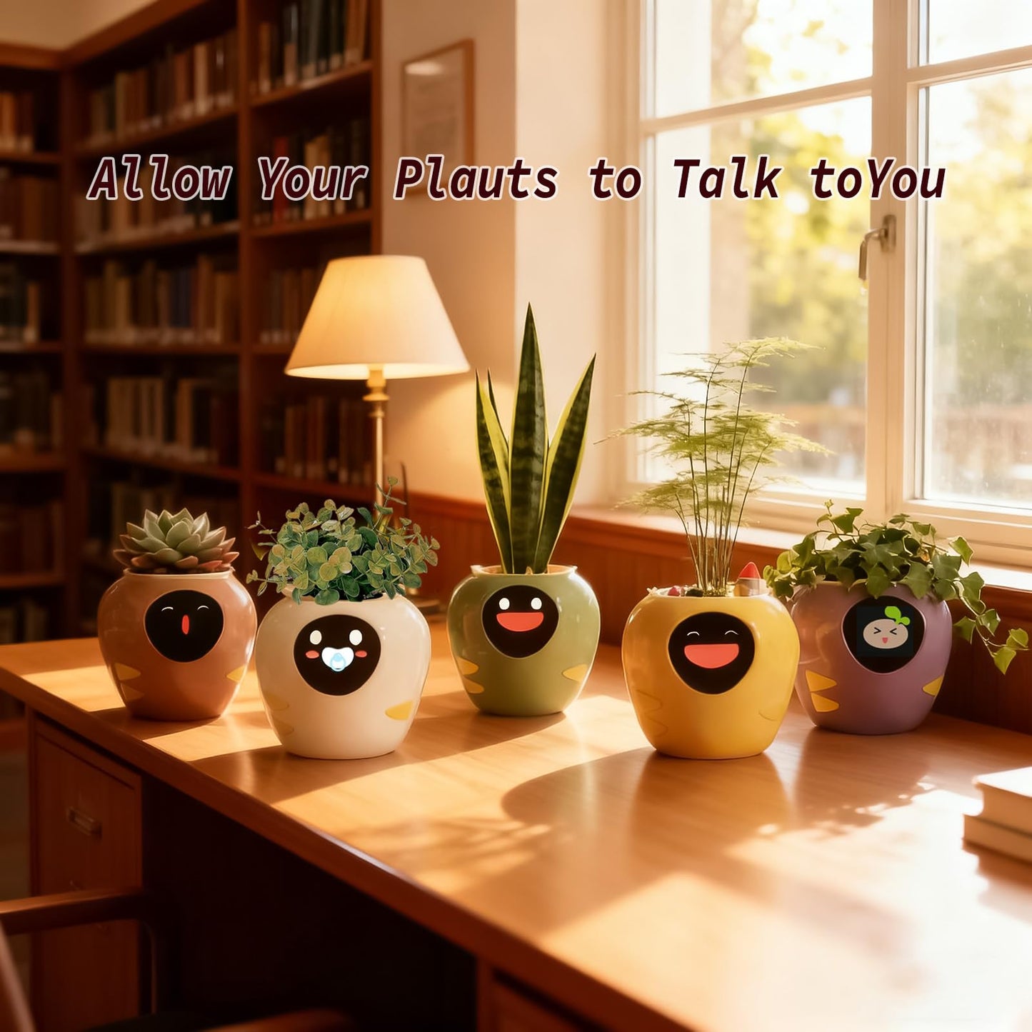 Itigoitie Smart Pet Planter, Smart Plant Pot, 3 Smart Growth Modes, App Plant Detection, and Multiple Expressions Animation,Robot Flower with Feelings, for Desktop Decoration, Gifts (Green)