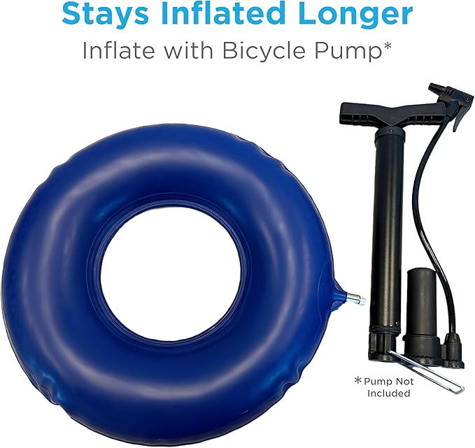 NOVA Inflatable Ring Seat Cushion, Inflatable Donut Cushion for Pressure Relief, Postpartum, BBL & Bedsore Recovery – Durable Rubber, Easy to Inflate/Deflate, Easy to Clean Blue, Bicycle Pump Required