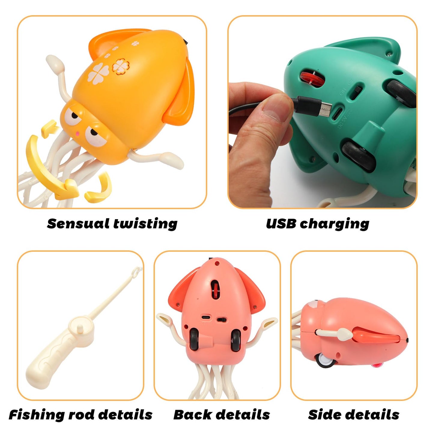 Anpole Electric Dancing Squid Toys，Automatic Obstacle Avoidance Sensor Toys Upright & Crawling Two Modes，Rechargeable Magic Dancing Music Squid for Kids Boy Girl Birthday Gifts