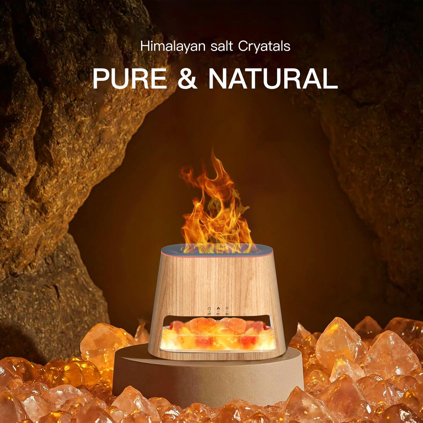 BieJiahWeiBie Luxury Himalayan Salt Lamp Humidifier & Aromatherapy Diffuser - 8 Color Mood Lighting w/Remote for Spa, Bedroom, Home Relaxation260ml (Wood)