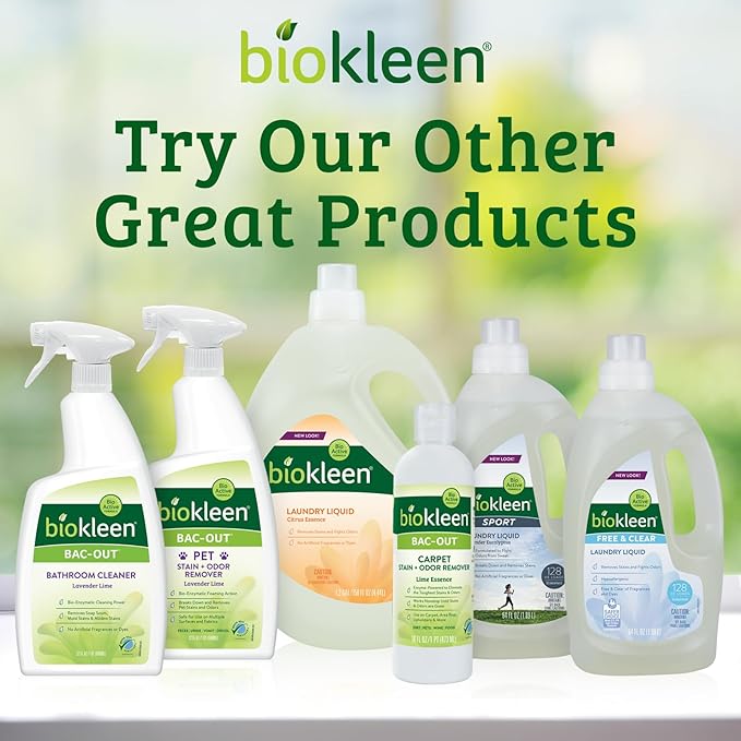 Biokleen Bac-Out Pet Stain Remover - Enzymatic, Natural, Plant-Based Destroys Stains & Odors, Safe for Surfaces & Fabrics, Carpet Cleaner - Eco-Friendly, Lavender Lime Scent, 1 Gallon