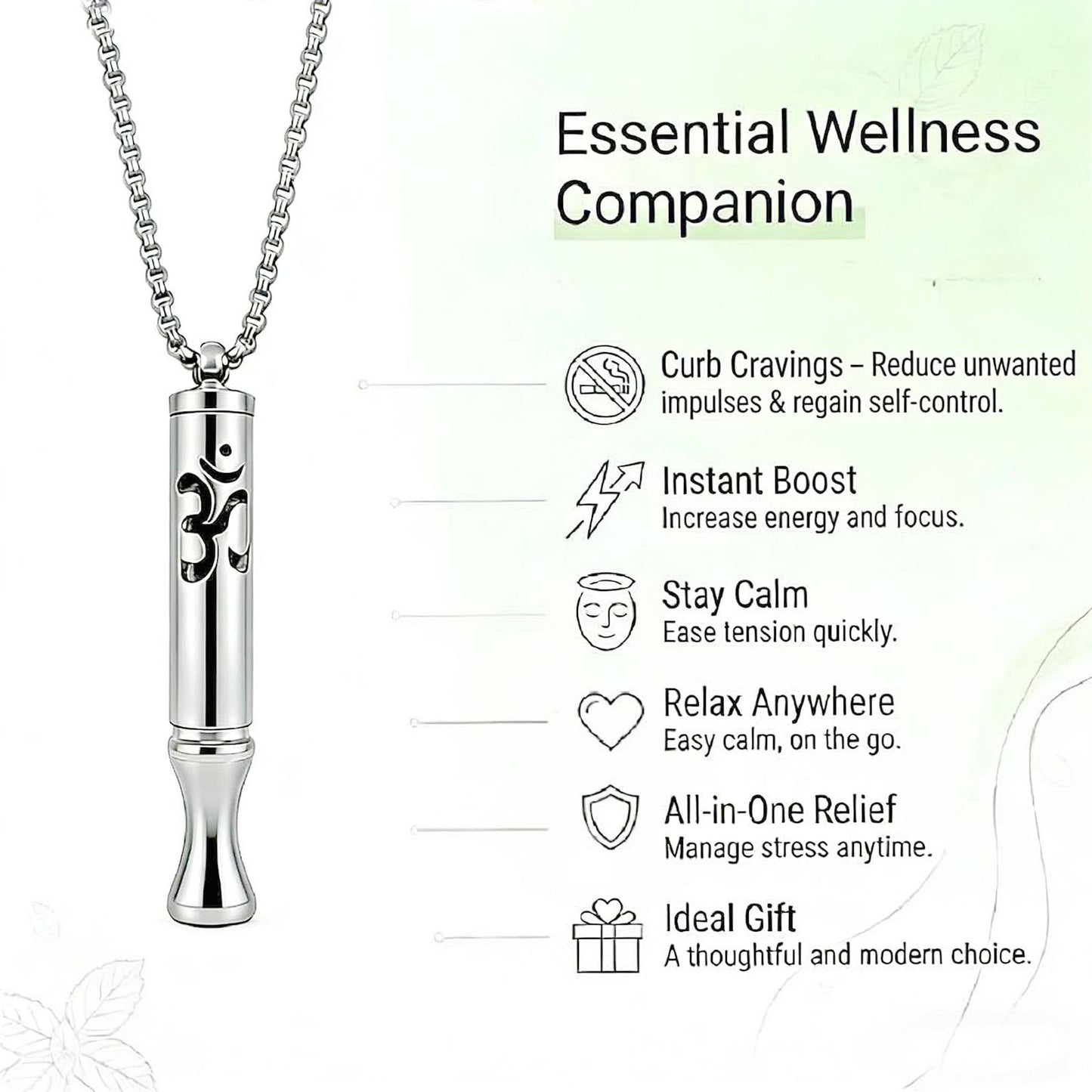phaxud Stainless Steel Mindful Breathing Necklace with Aromatherapy Diffuser & Guided Meditation Cards, Calming Relaxation Tool for Meditation & Healthy Habit (Necklace, Silver)