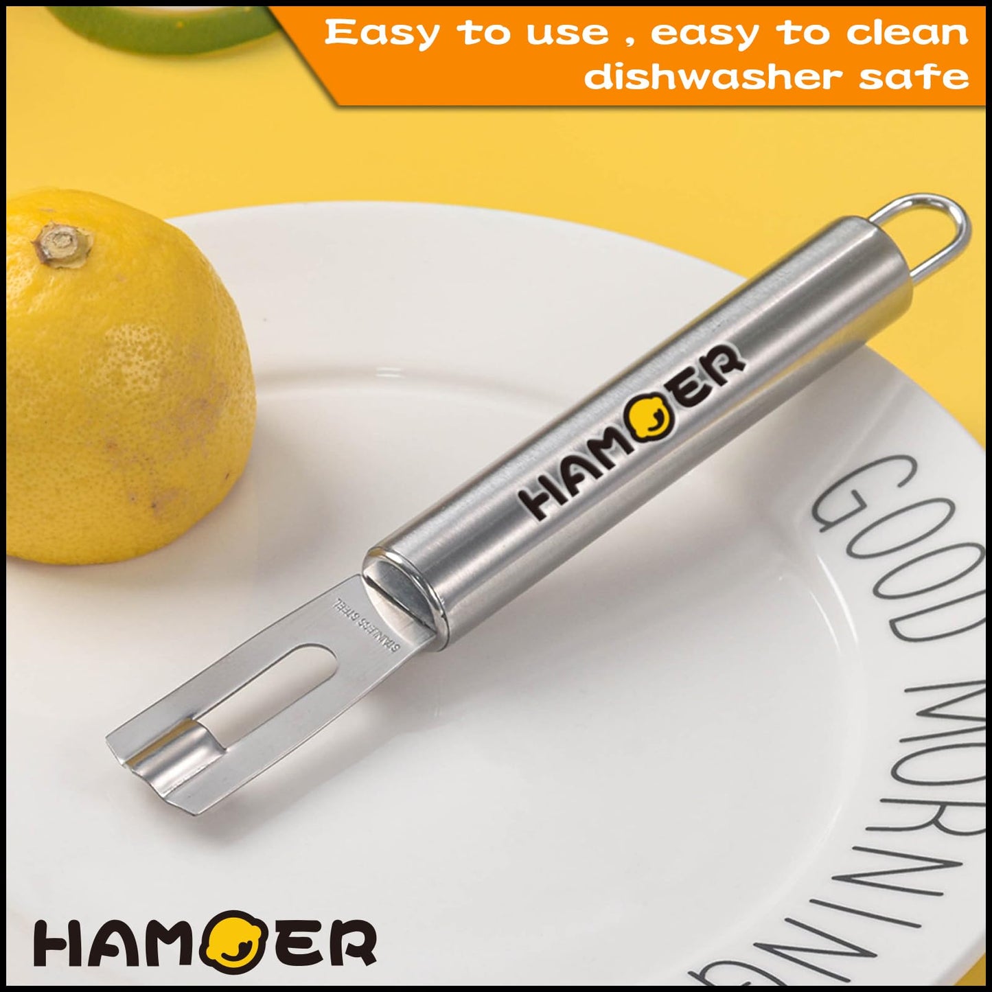 HAMOER Lemon Zester Grater Channel Knife Handheld for Bar Kitchen full Stainless Steel tool set