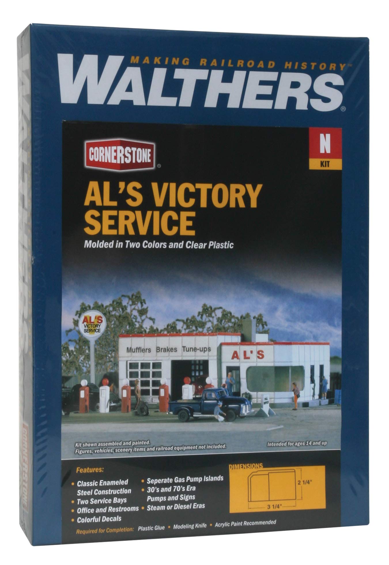 Walthers Cornerstone AL's Victory Service Gas Station 933-3243 N Scale Model Railroad - Structure Kit