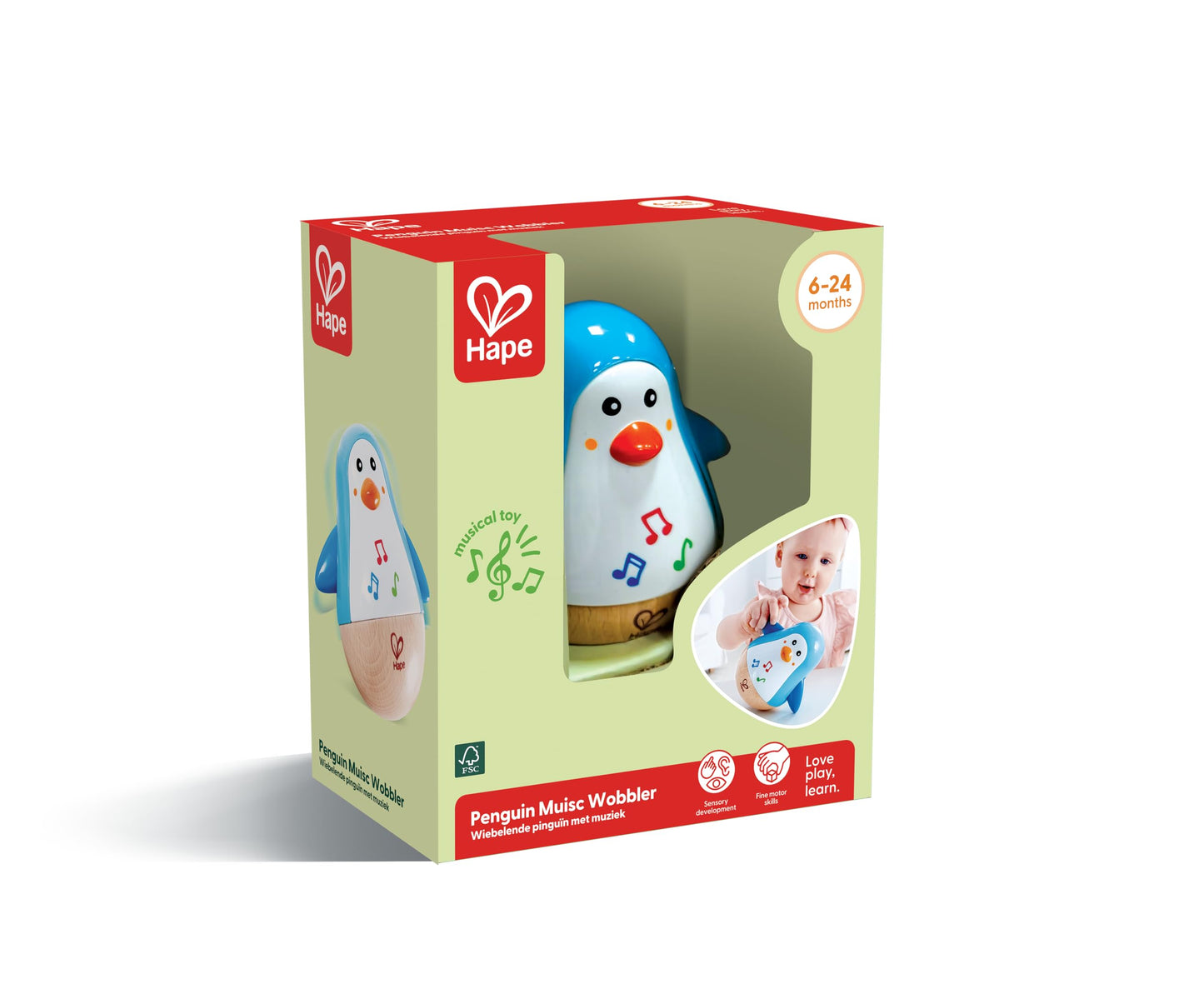 Hape Penguin Wobbler| Colorful Wobbling Penguin, Roly Poly Toy for Kids 6 Months+