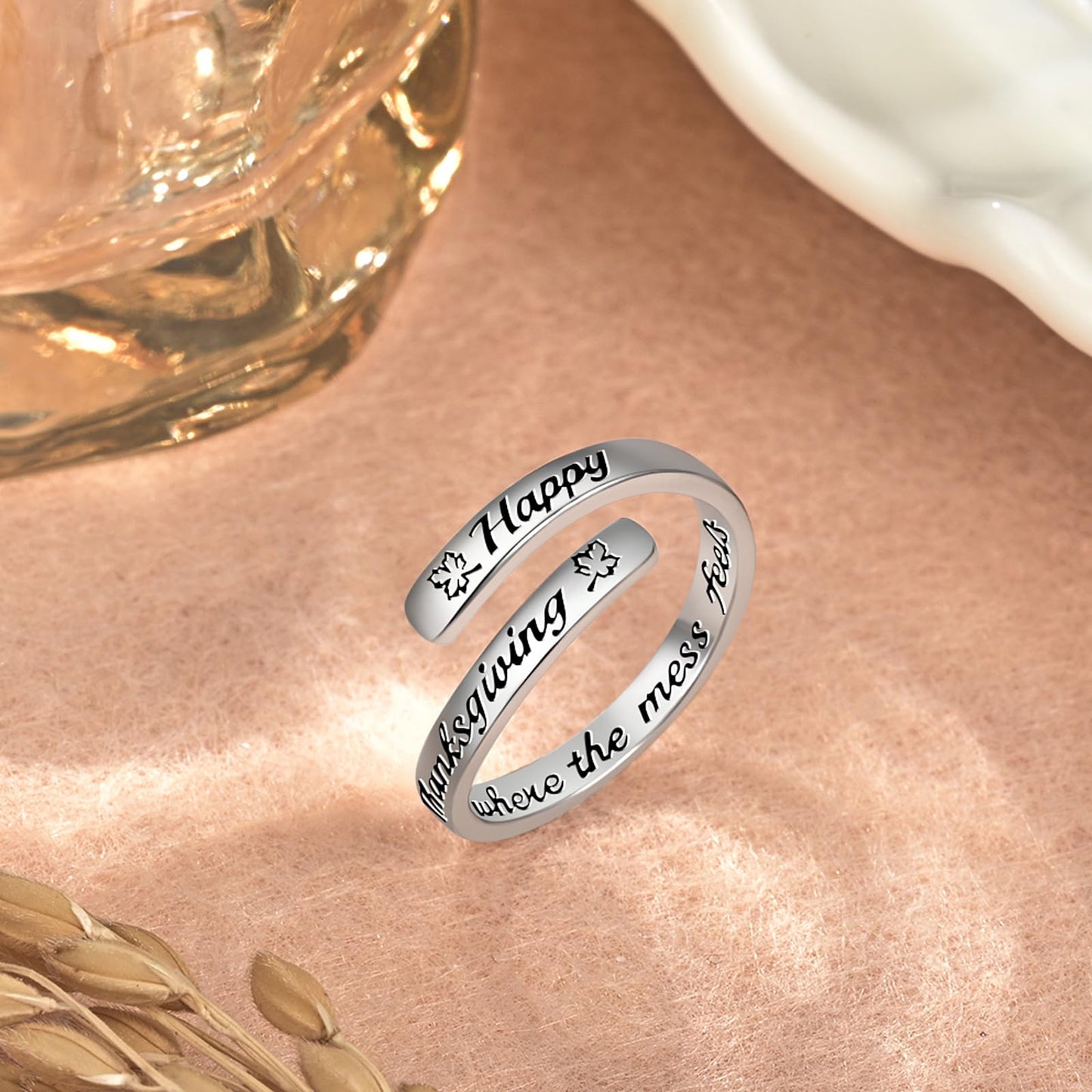 JXJL S925 Sterling Silver Inspirational Jewelry Rings Adjustable Ring Personality Encouragement Gift for Teens Women