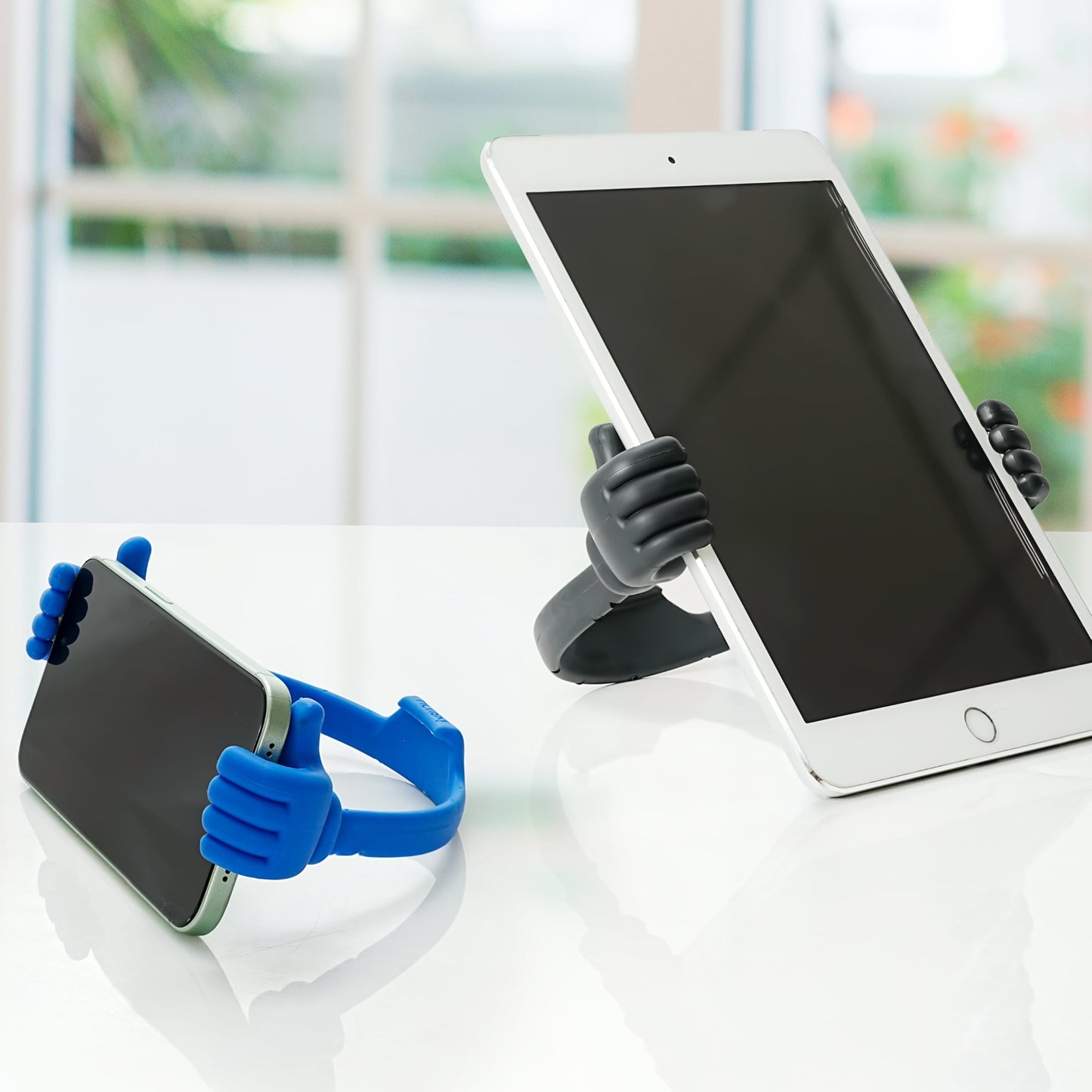Honsky Thumbs-up Cell Phone Stand Holder,Tablet Stand Cradle for Desk Desktop Smartphone Cellphone Mobile Phone,Tablets - Universal, Adjustable Flexible,Blue