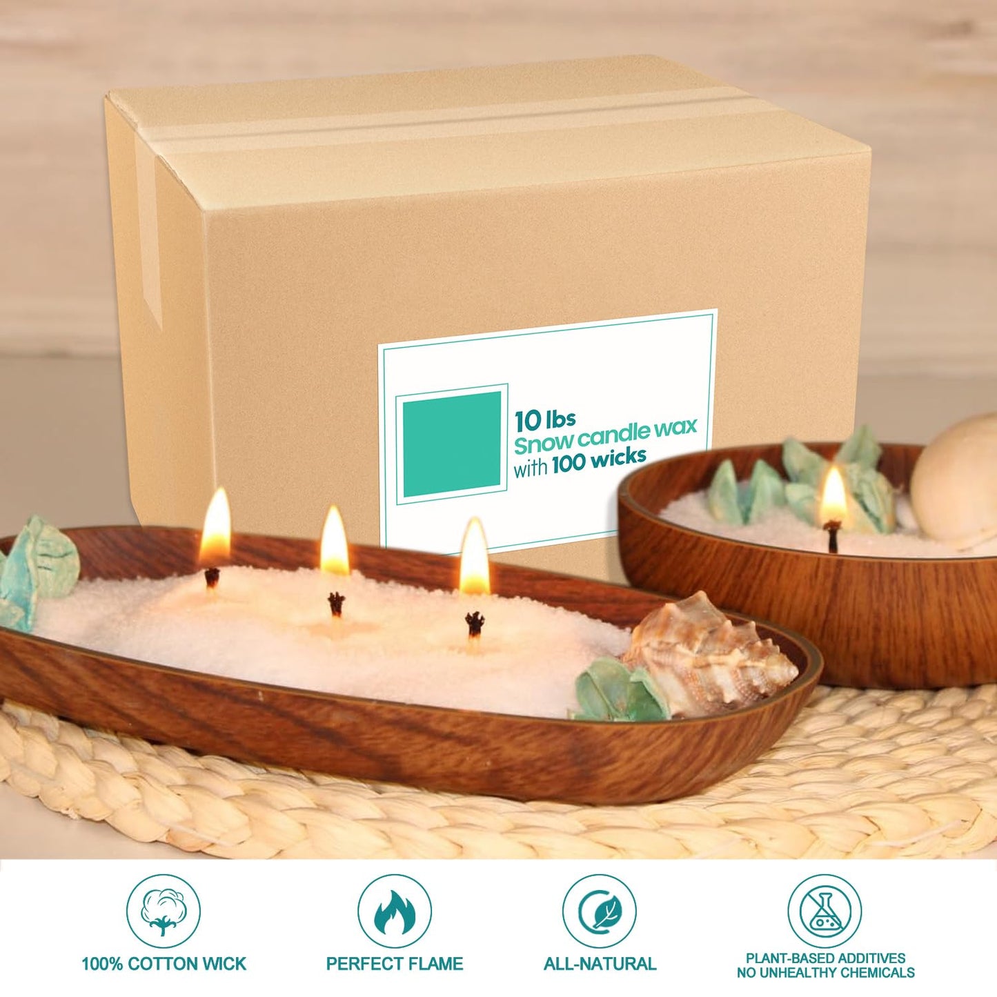 CLTNIKET 10LB Natural Pearled Candle Making Kit with 100 Cotton Wicks, Reusable and Refillable Pearled Candles for DIY Sand Candle Making