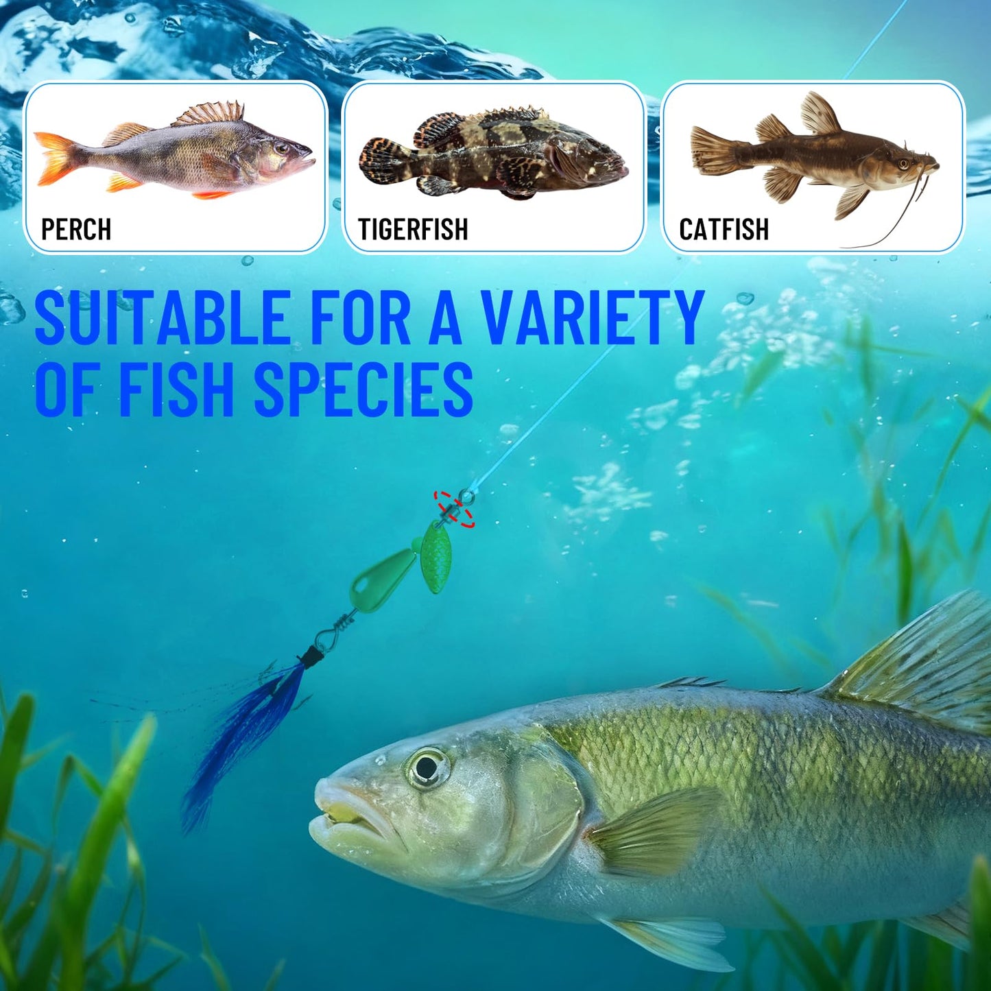 L PATTERN 140Pcs Spinner Making Kit - DIY Fishing Spinnerbait Kit with Spinner Blades, Spoons, Feather Treble Hooks, Spinner Shaft, Fishing Beads & Tackle Box for Bass Trout Perch Salmon