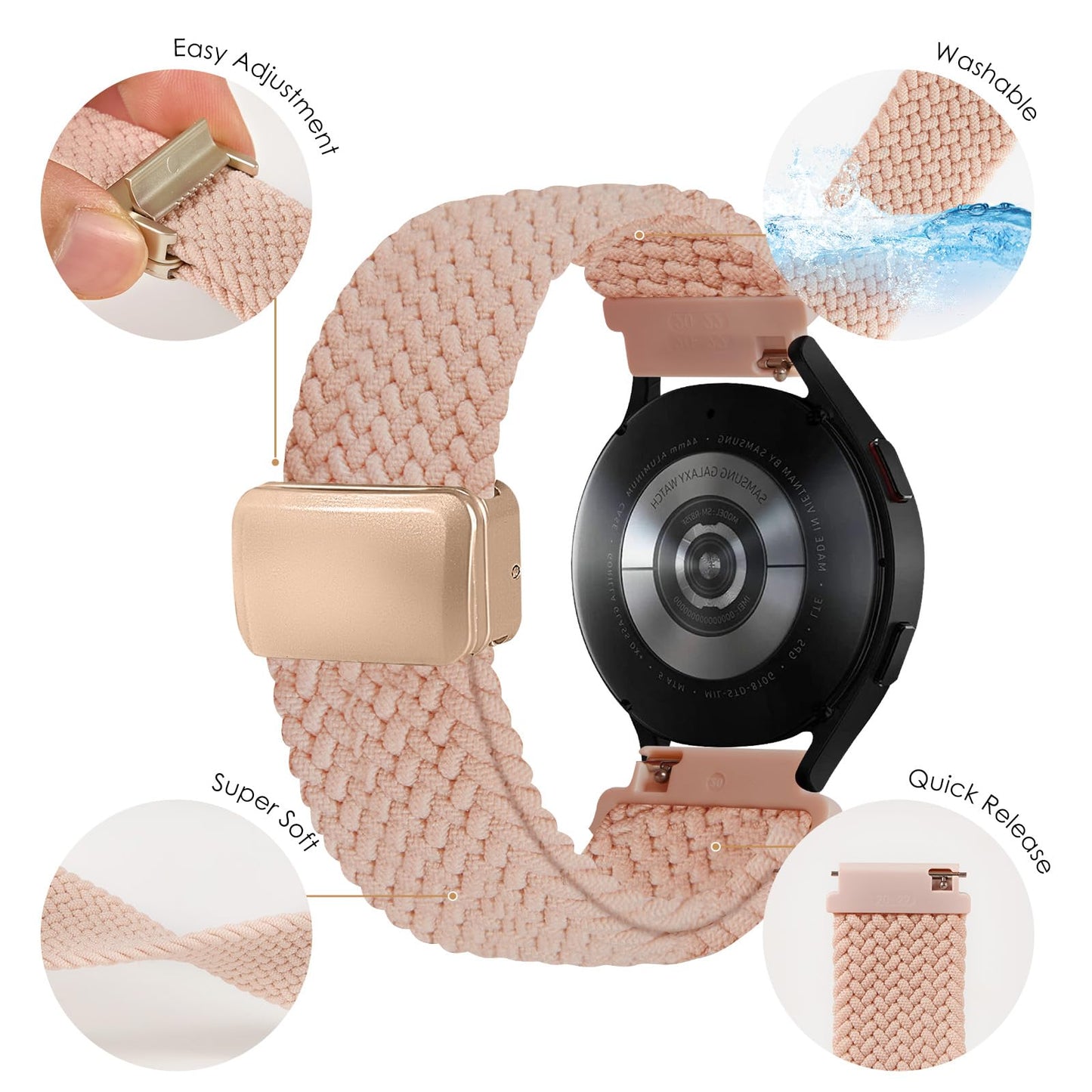 SIMYYO Nylon Magnetic Bands Quick Release Braided Nylon Watch Bands Stretchy Sport Replacement Strap for Men and Women 18mm 19mm 20mm 22mm