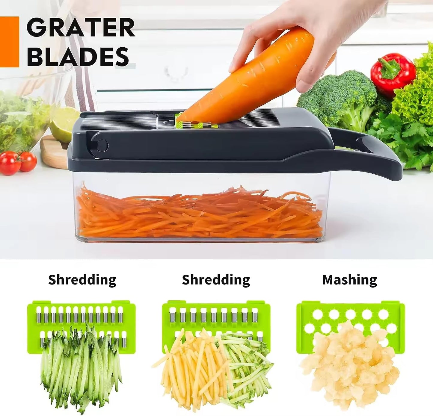 SERTIN 16-in-1 Vegetable Chopper & Slicer - Multifunctional Kitchen Food Cutter for Onion, Salad, Fruit with Adjustable Dicer and Storage Container，Kitchen Gadgets and Essentials.