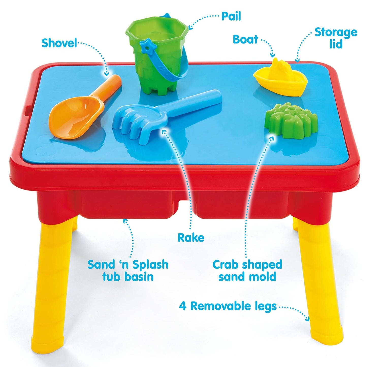 Toddler Sensory Kids Table with Lid | Sensory Bin | Kidoozie | Mega Block Compatible Lid | Indoor Outdoor Use , Red, G02521 17 x 12.5 x 11 inches
