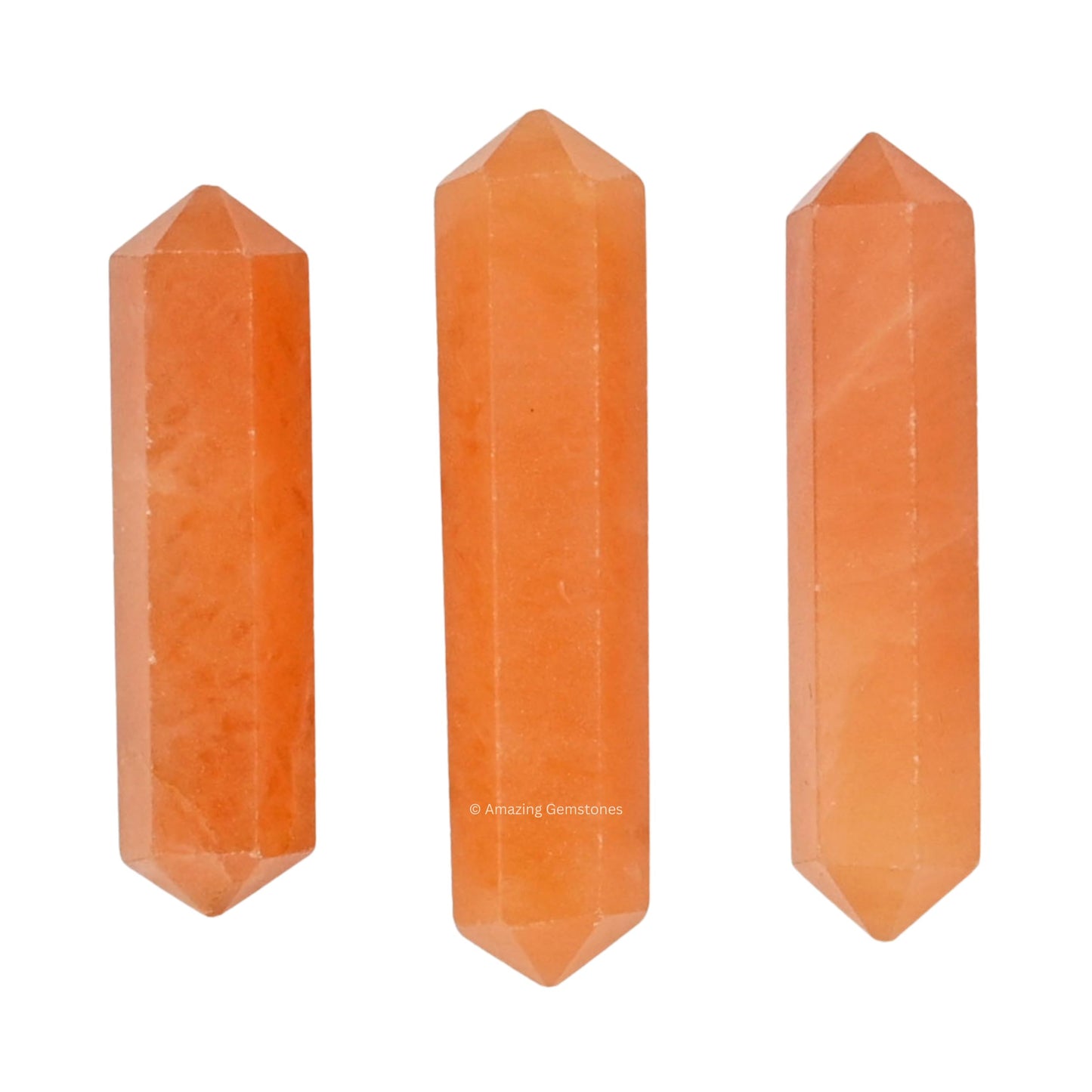 Amazing Gemstone Red Aventurine Crystal Points Bulk Healing Crystals - Pack of 3 Double Terminated Healing Wand Point Bulk Crystals for Crafts, Crystal Grid, DIY Work - Premium Crystals