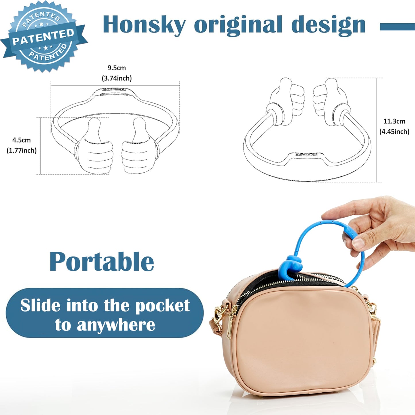 Honsky Thumbs-up Cell Phone Stand Holder,Tablet Stand Cradle for Desk Desktop Smartphone Cellphone Mobile Phone,Tablets - Universal, Adjustable Flexible,Blue