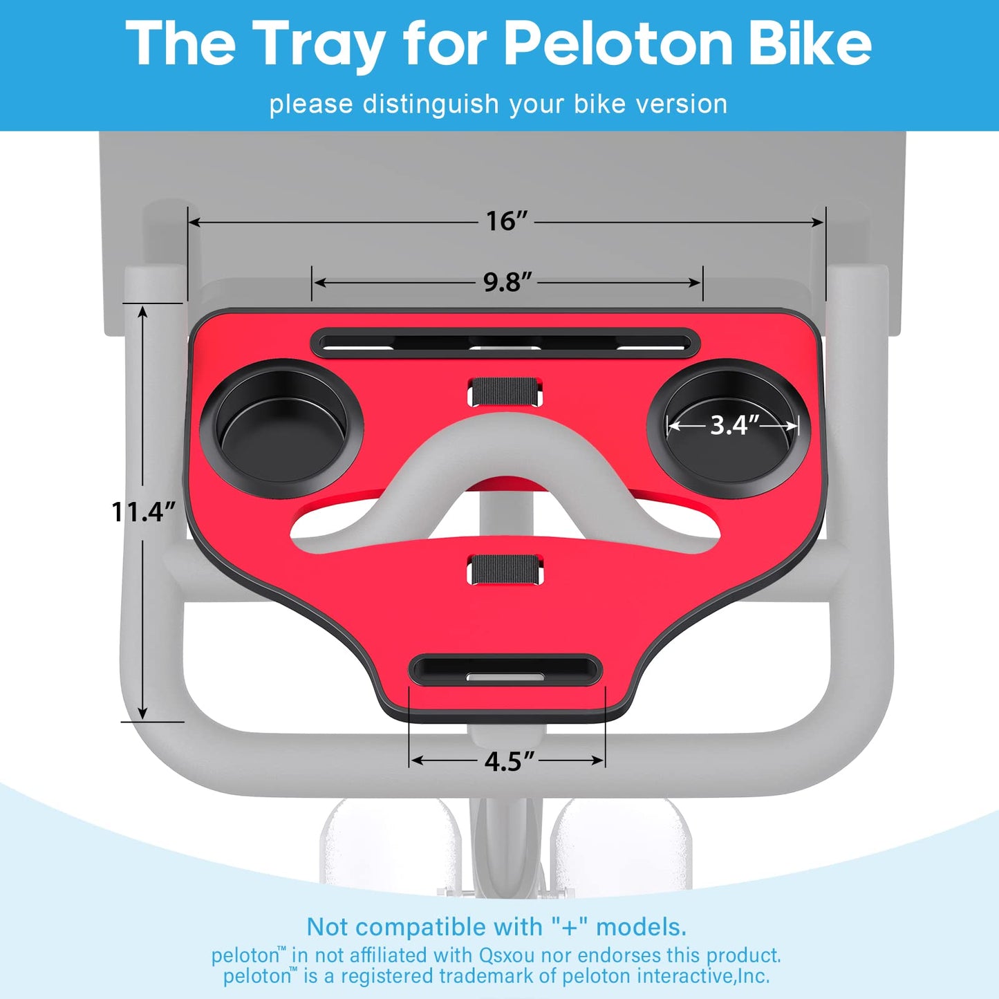 Qsxou Desk Attachment for Peloton Bike (NOT Bike+) Tray Holder for Phone, Cup, Tablet, Ergonomic Platform Tray Accessories for Peloton Spin Bikes