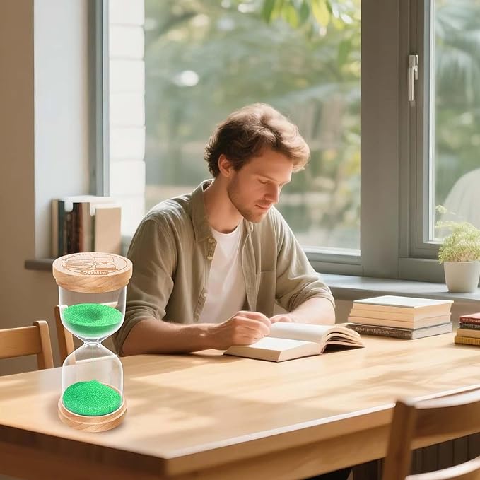 3 Minute Sand Timer, Wooden Hourglass Sand Clock, Small Wood 3 Min Hour Glass, Three Minutes Sandglass for Brushing Teeth, Reloj De Arena, Classroom, Game, Kitchen, Home, Office