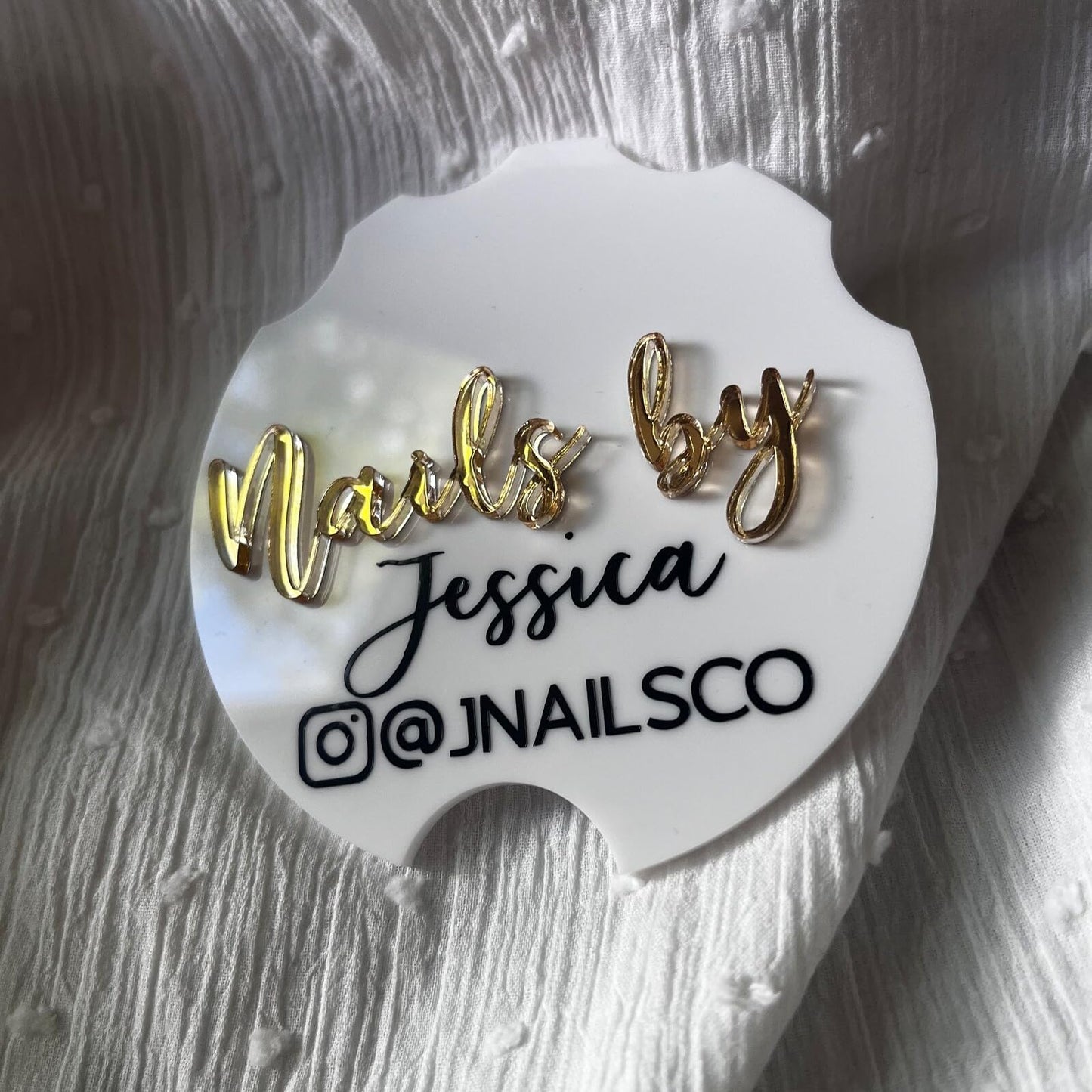 Personalized Nailfie Acrylic Round, Nail Tech Photo Prop, Nail Technician Custom Sign, Hand Sign, Disc Social Media, Business Logo (Round)