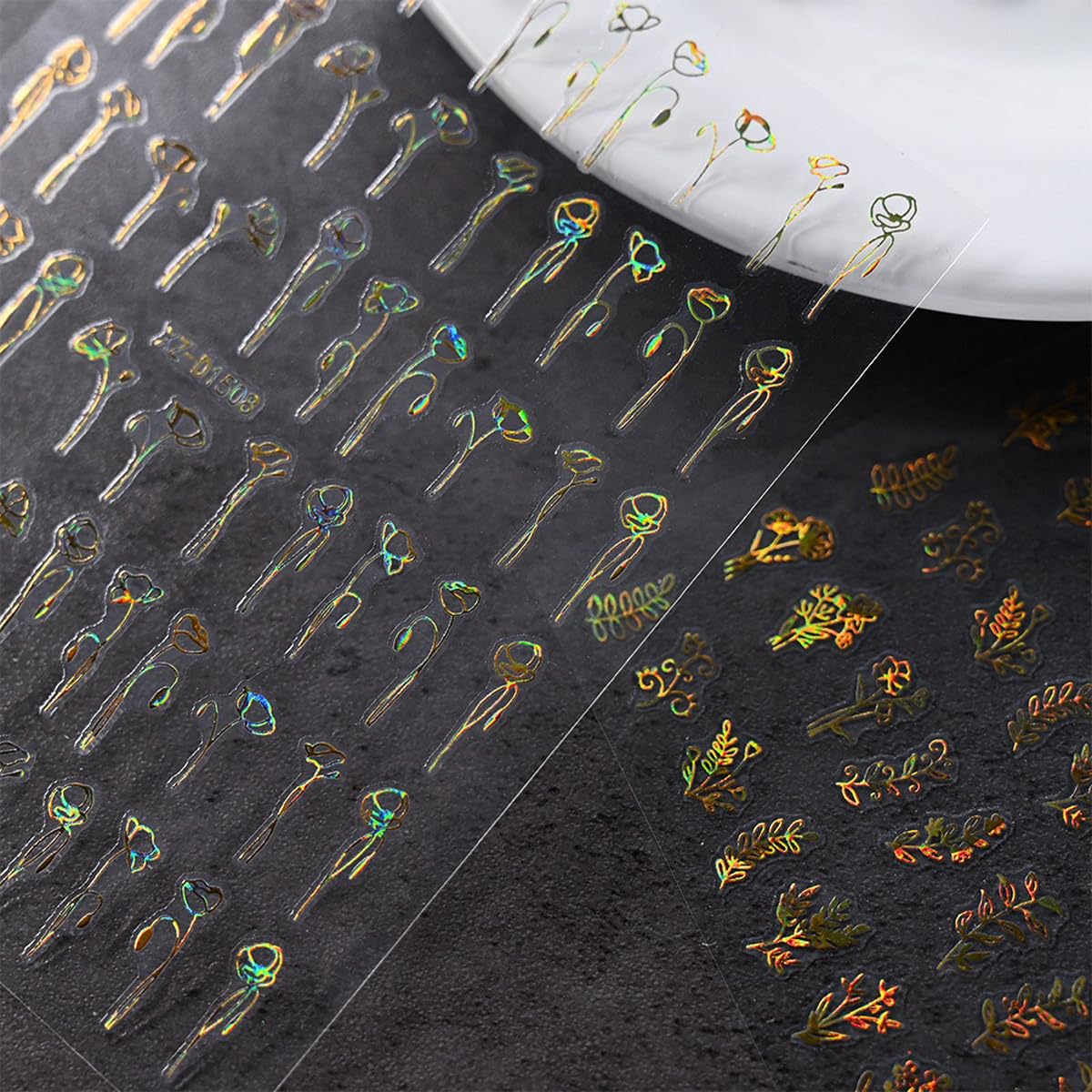 12 Sheets Gold Nail Art Stickers Leaf Nail Stickers Flower Nail Decals Self Adhesive Plant Nail Art Supplies for Women Girls DIY Manicure Nail Art Decorations