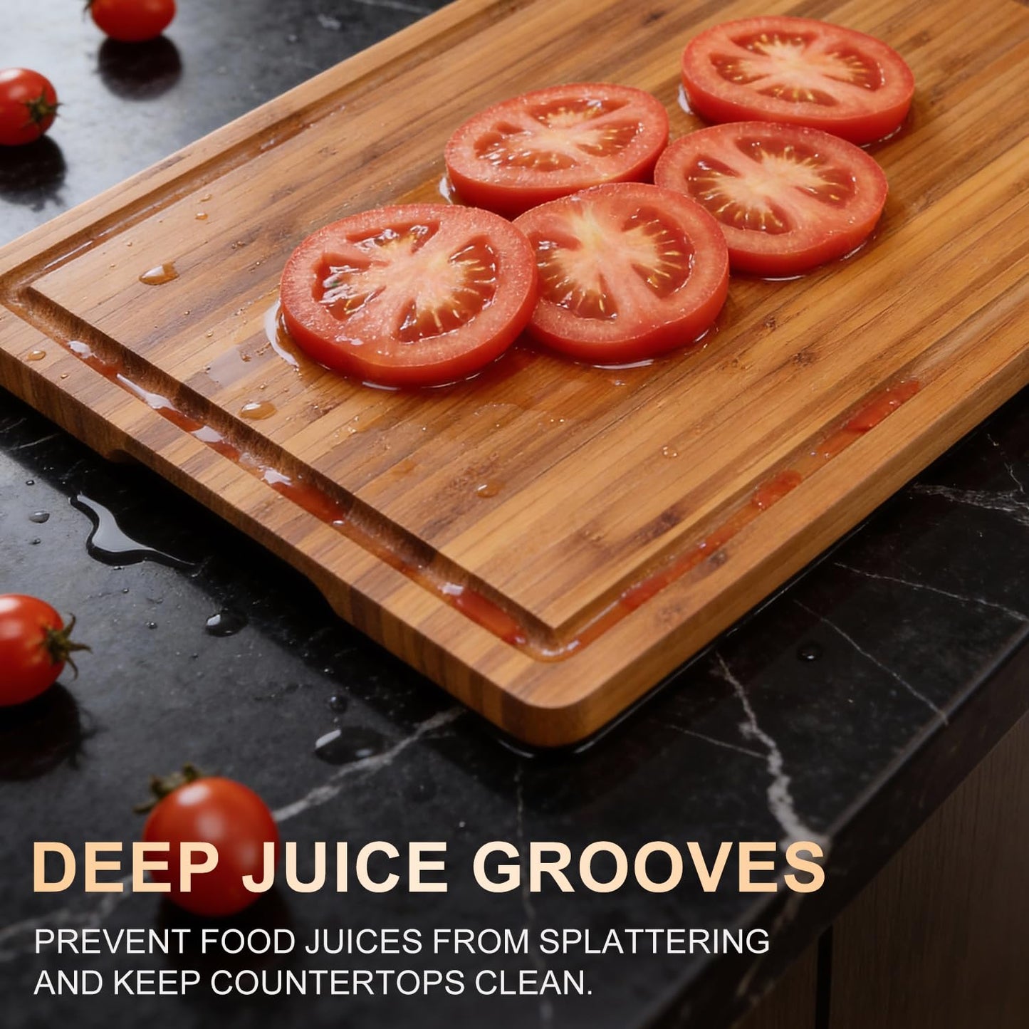 3 Pack Bamboo Cutting Board Set with Non Slip Solid Wood Cutting Boards Non Toxic Chopping Board for Kitchen Small Cutting Board Non Plastic Charcuterie Boards Meat Healthy Bread Cutting Board Sets