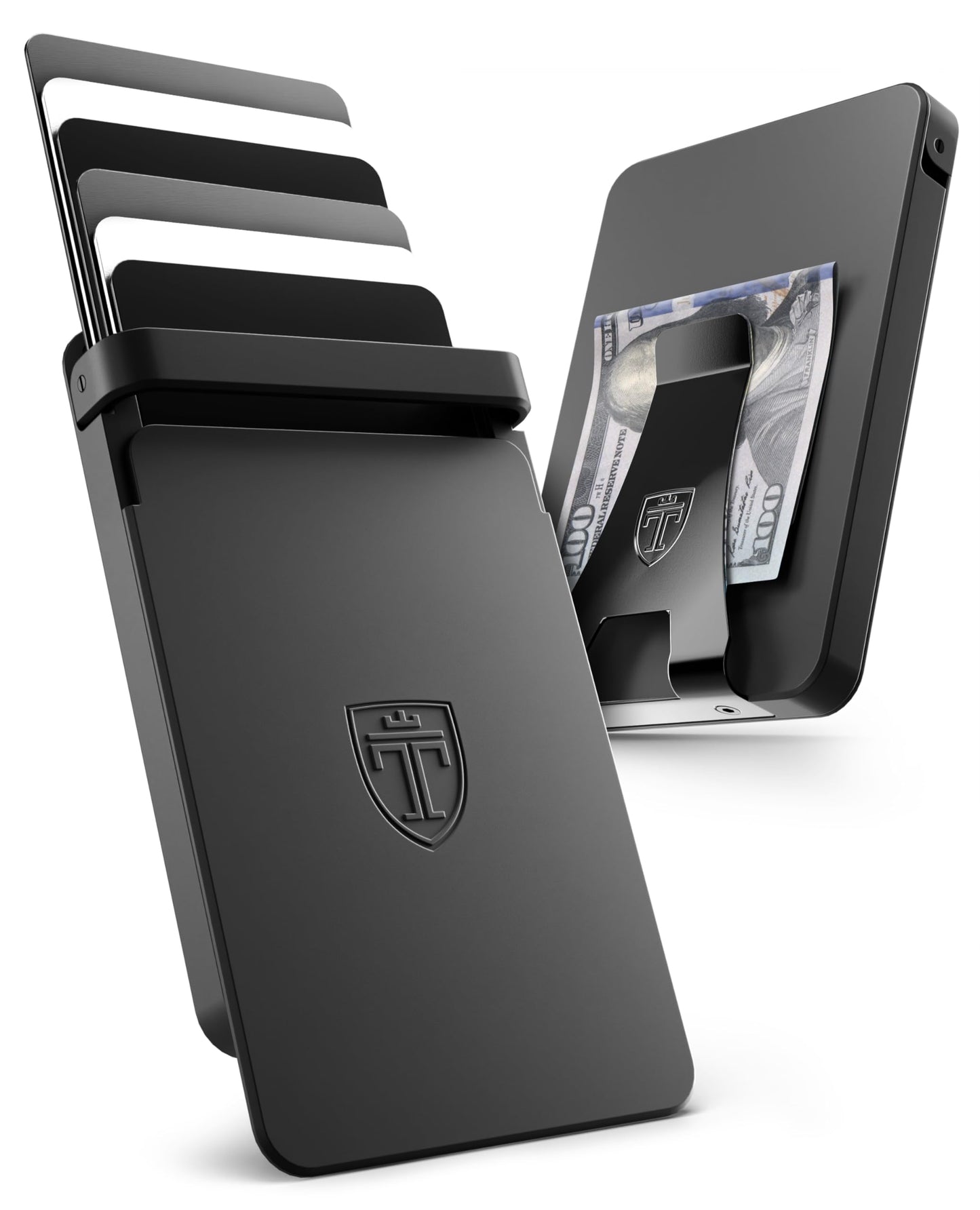 TRAVANDO SLYDE Aluminum Card Holder - RFID Blocking Slim Wallet for Men with Money Clip – Holds Up to 9 Cards – RFID Protected Credit Card Mens Wallet