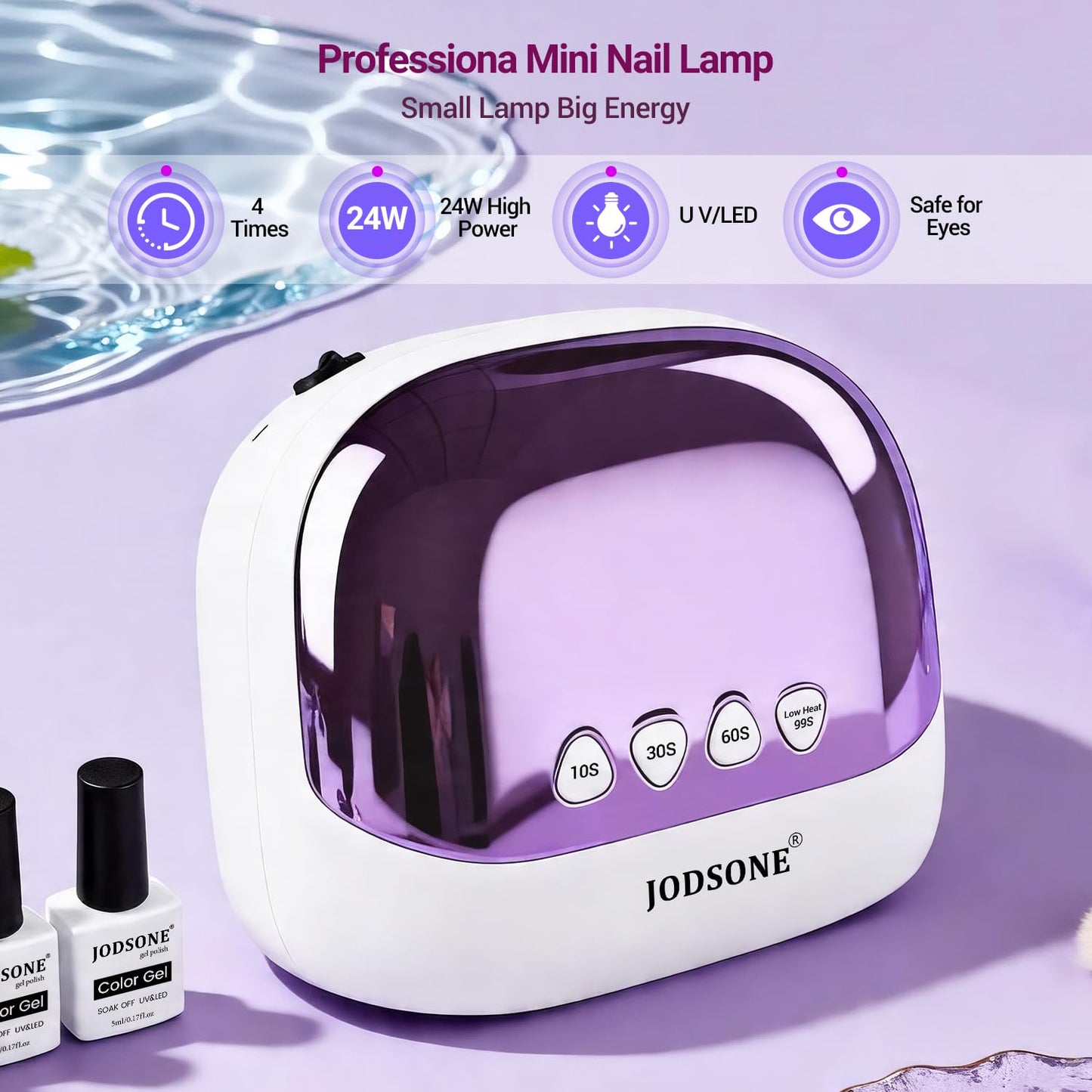 JODSONE Cordless LED Nail Lamp Rechargeable Portable with 4 Timers LCD Display Screen Nail Dryer Cure Light Suitable for Home and Salon﻿