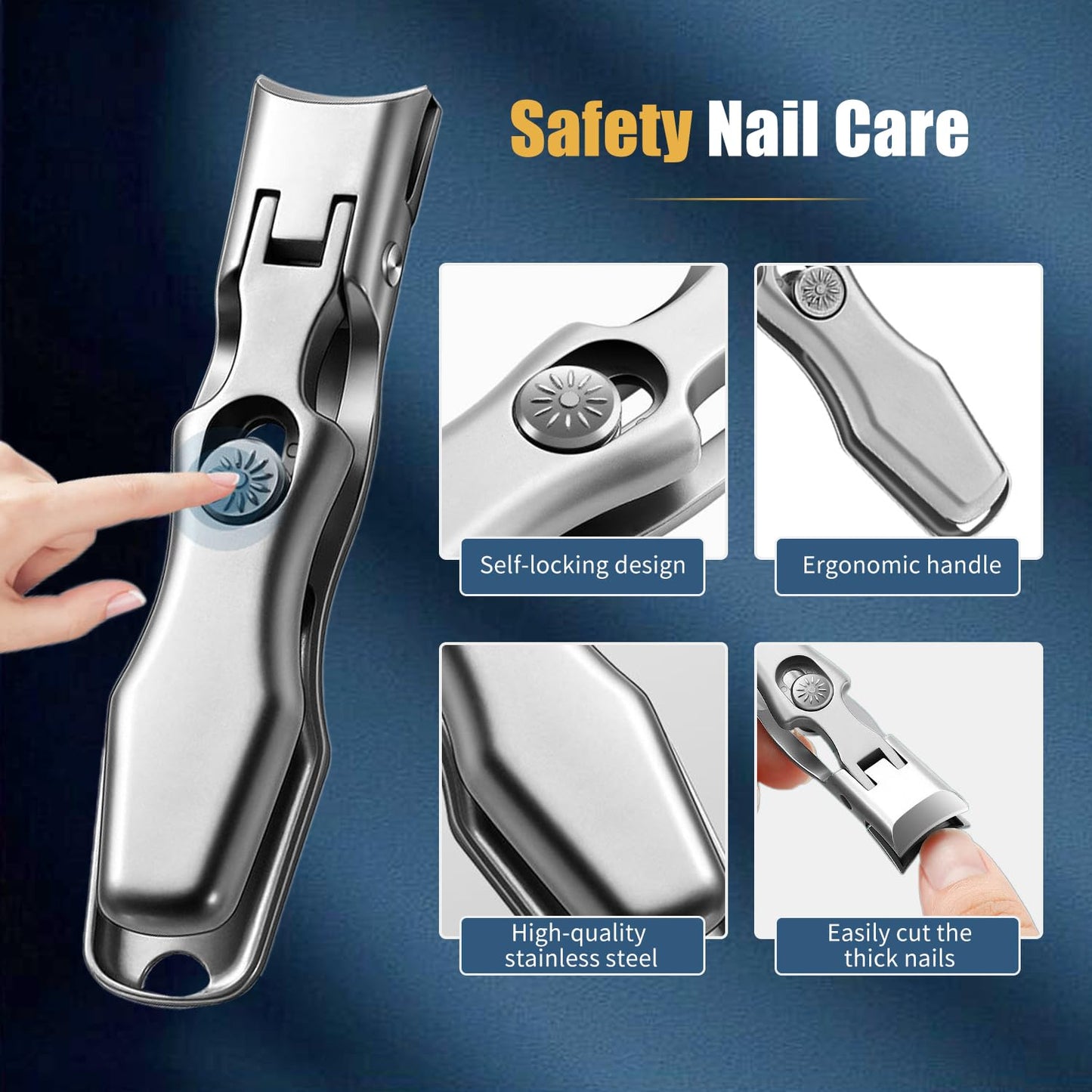 German Nail Clippers for Men, 2026 Upgraded Ultra Sharp Stainless Steel Nail Clippers for Thick Nails, Luxurious Ultra Sharp Nail Clippers Set with Nail File for Seniors Men Women (Black)
