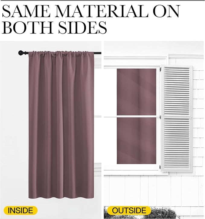NICETOWN Blackout Curtains for Living Curtains, Room Darkening Curtains & Drapes for Kids Bedroom, Home Decoration Draperies (Dry Rose, 52" x 63", 2 PCs)