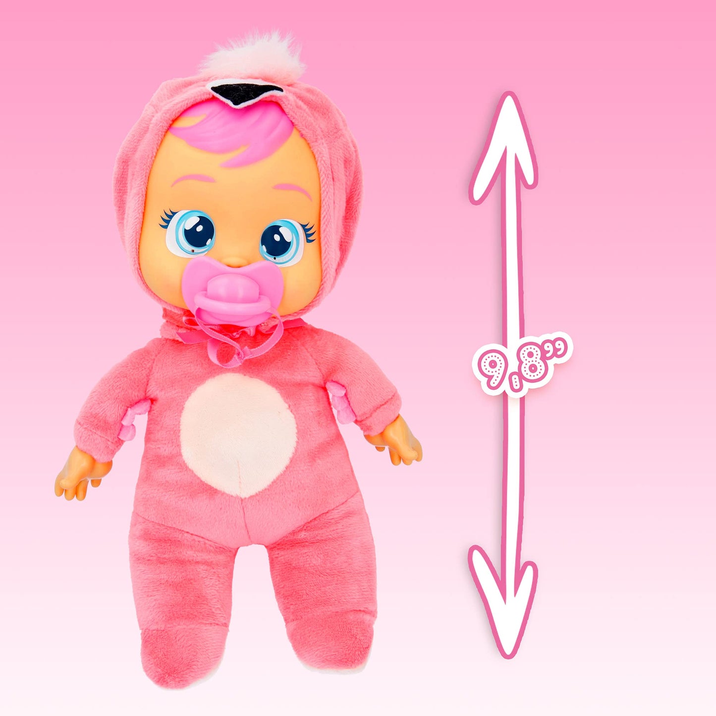 Cry Babies Tiny Cuddles Lady - 9 inch Baby Doll, Cries Real tears. Red and Black, Multicolor
