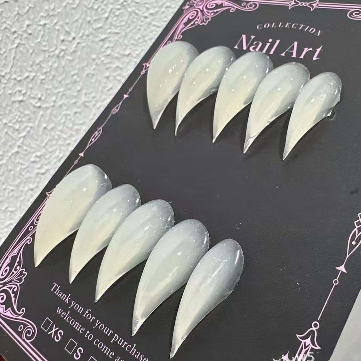 Luxury Press on Nails Medium Curved Stiletto Handmade Eagle Claw Unique Reusable ABS Material Fake Nails Dragon Claw False Nails with Designs Cat Claw Glossy Glue on Nail Thick Acrylic Nail(M)