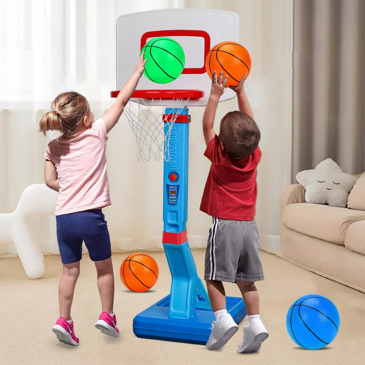 Hover Soccer Ball & Toddler Basketball Hoop