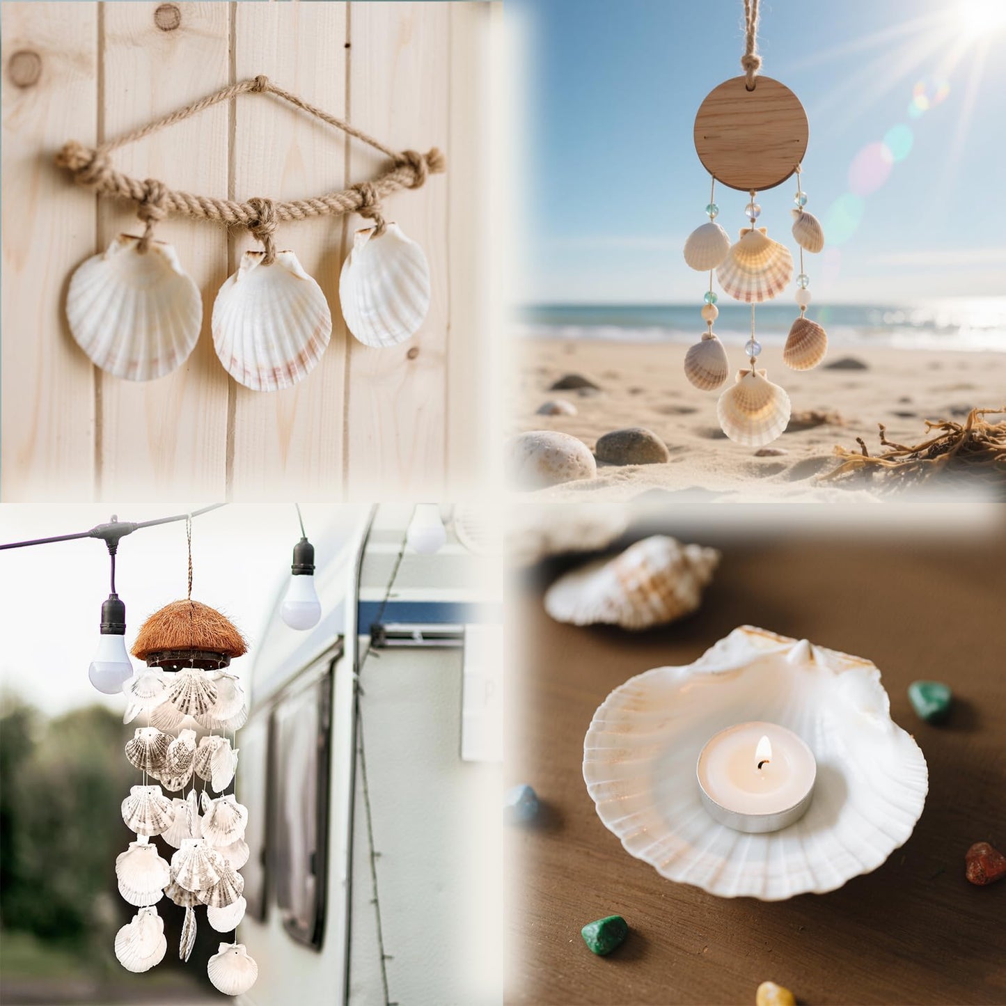 YOUKE OLA 60PCS Scallop Shells for Crafts Large Beach Natural Shells Bulk for Decoupage DIY Crafts Seashell Decorations Home Decor White 4''-4.5''