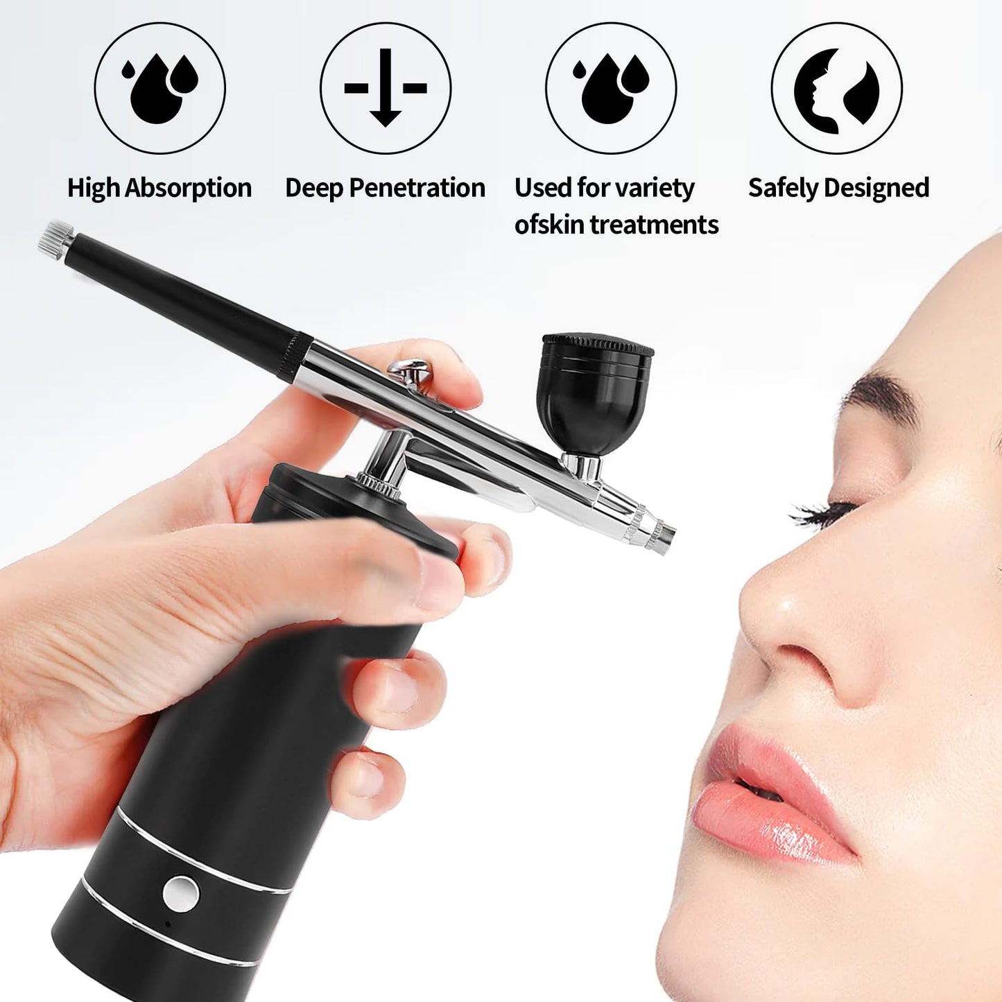 Airbrush Kit Air Brush Kit With Air Compressor Nail Charms Wireless Air Brush for Barber, Nail Art, Makeup, Model Painting (Black)