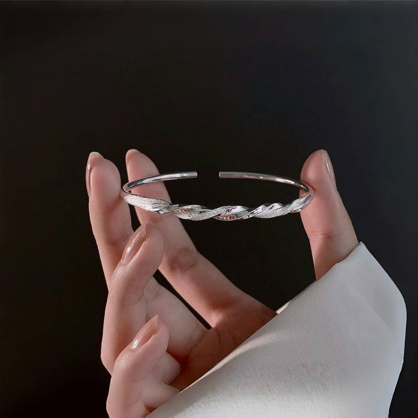 Handmade 925 Sterling Silver Bangle Bracelets For Women Mobius Knot Bracelets Twist Wave Wrap Bracelets High Polished Glitter Cuff Bangles Adjustable Open Bangles For Women Minimalist Jewelry Gifts