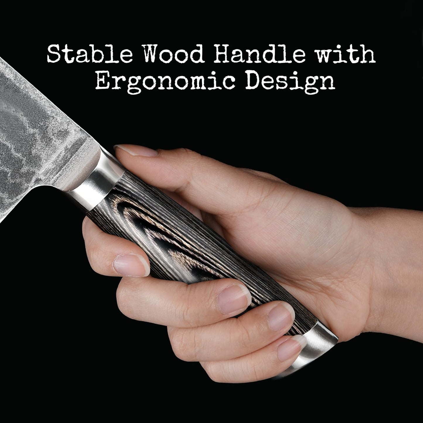 Damascus Nakiri Knife, 7 Inch Professional Kitchen Knife with Non-slip Wood Ergonomic Handle, Japanese 10Cr15CoMoV, All Purpose Chef Knife Meat Cleaver Vegetables Chopping, Razor Sharp Lightweight
