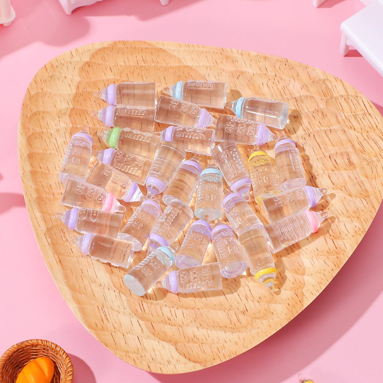 Kichvoe 30pcs Doll Bottle Set: Miniature Plastic Milk Containers Dollhouse Feeding Bottle Novelty Tiny Candy Jar for Baptism DIY Craft Party Favors