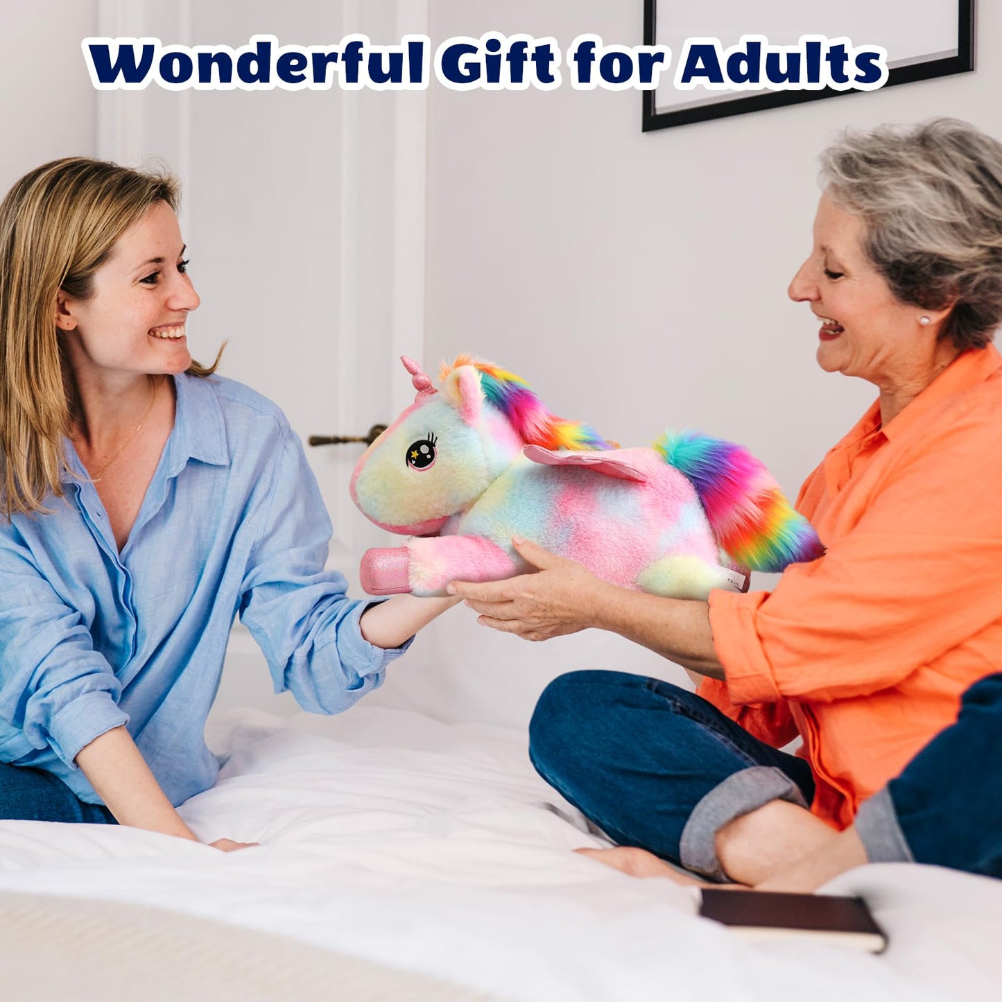 SQEQE Unicorn Mommy Stuffed Animal with 4 Baby Unicorns, Super Soft Cartoon Hugging Toy Gifts for Girls Boys Birthday