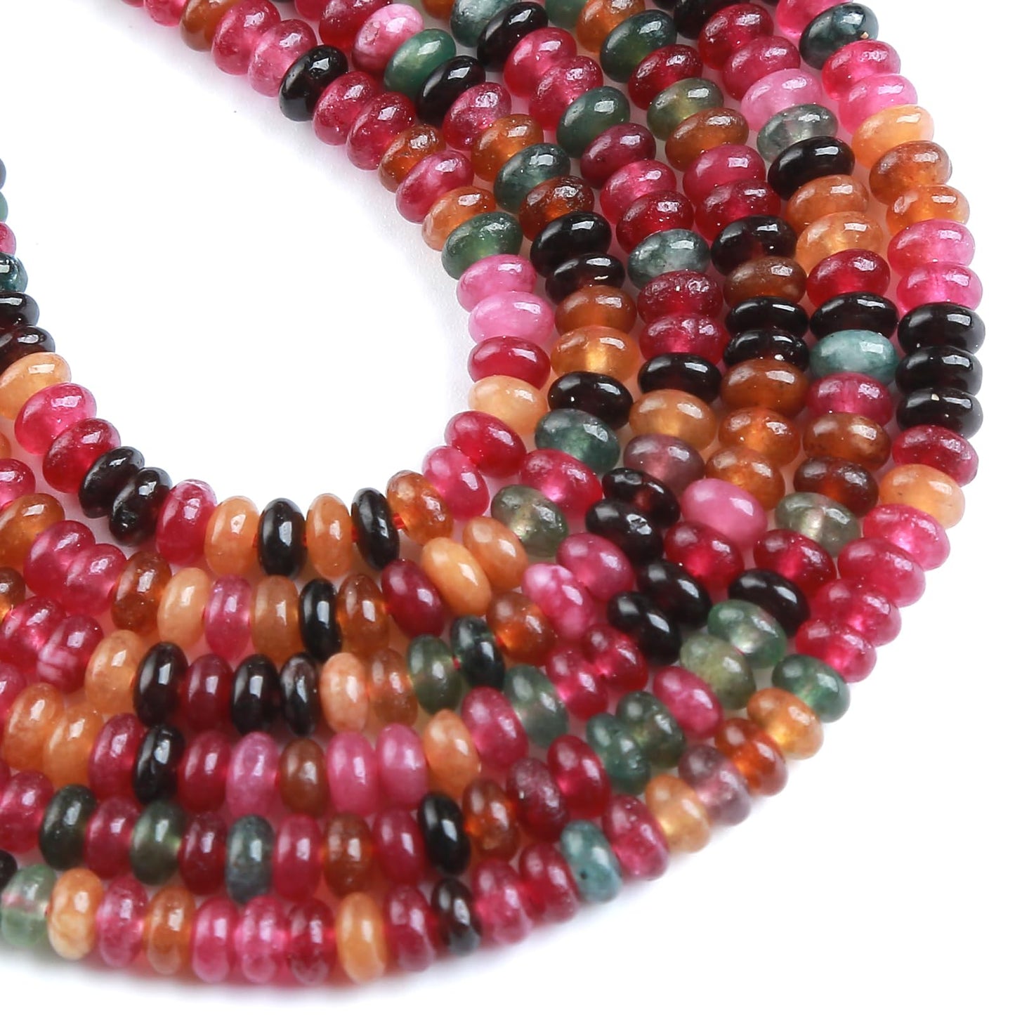 150PCS 2x4mm Natural Colorful Tourmaline Rondelle Beads Abacus Disk Stone Beads Round Loose Spacer Gemstone Beads for DIY Bracelet Necklace Jewelry Making
