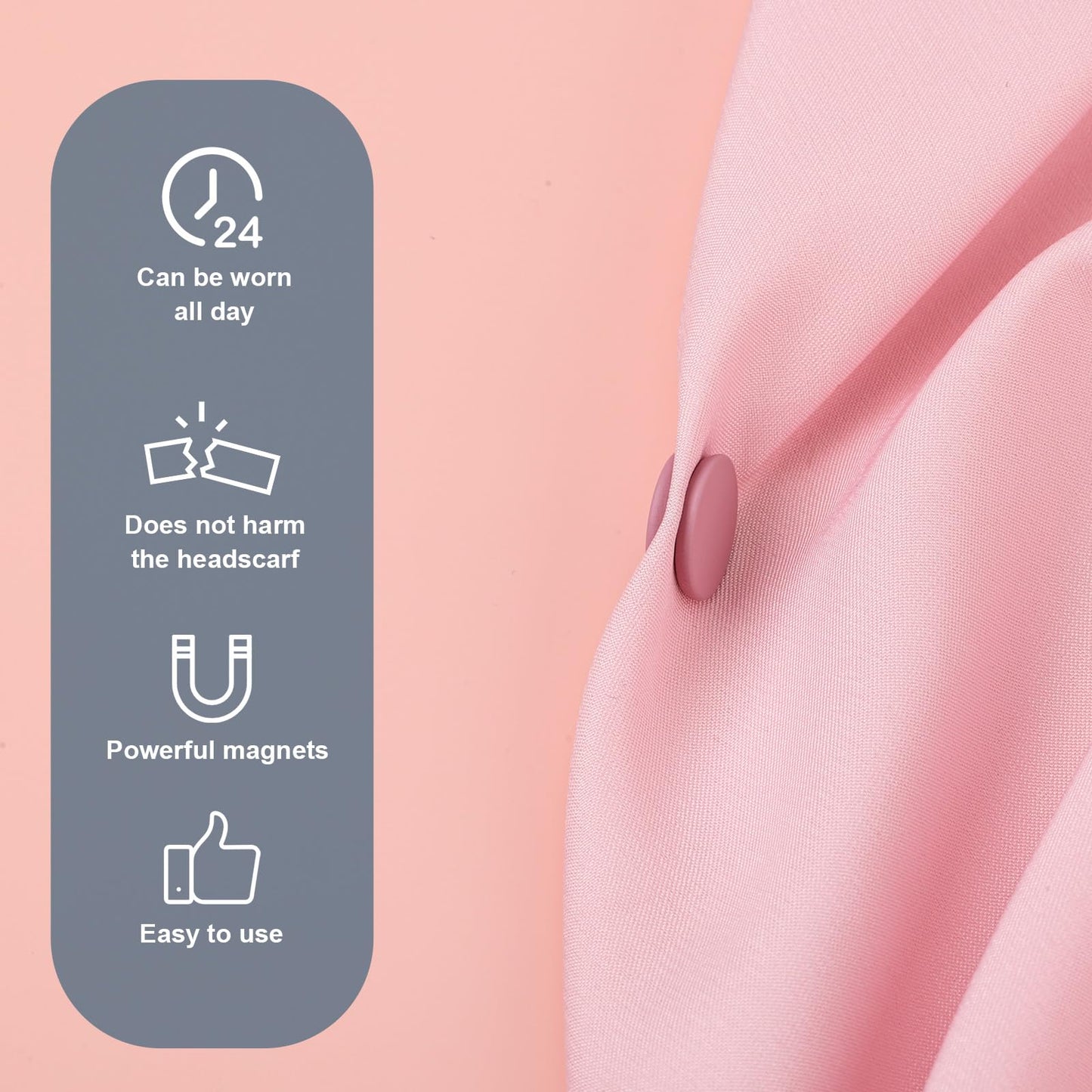 12pcs Strong Hijab Magnetic Pins, Colorful No-Snag Brooch Pins Pinless Scarf Clasp Multi-Use Hijab Magnet Buttons for Women Clothes Dress Secure Invisible Hold